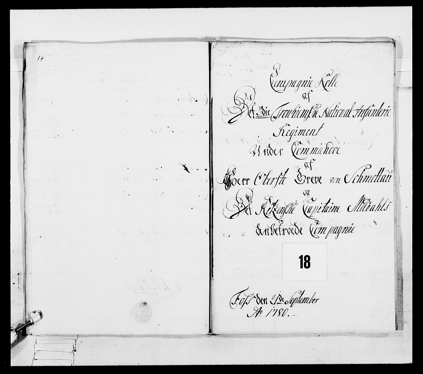 Generalitets- og kommissariatskollegiet, Det kongelige norske kommissariatskollegium, RA/EA-5420/E/Eh/L0087: 3. Trondheimske nasjonale infanteriregiment, 1780, p. 228