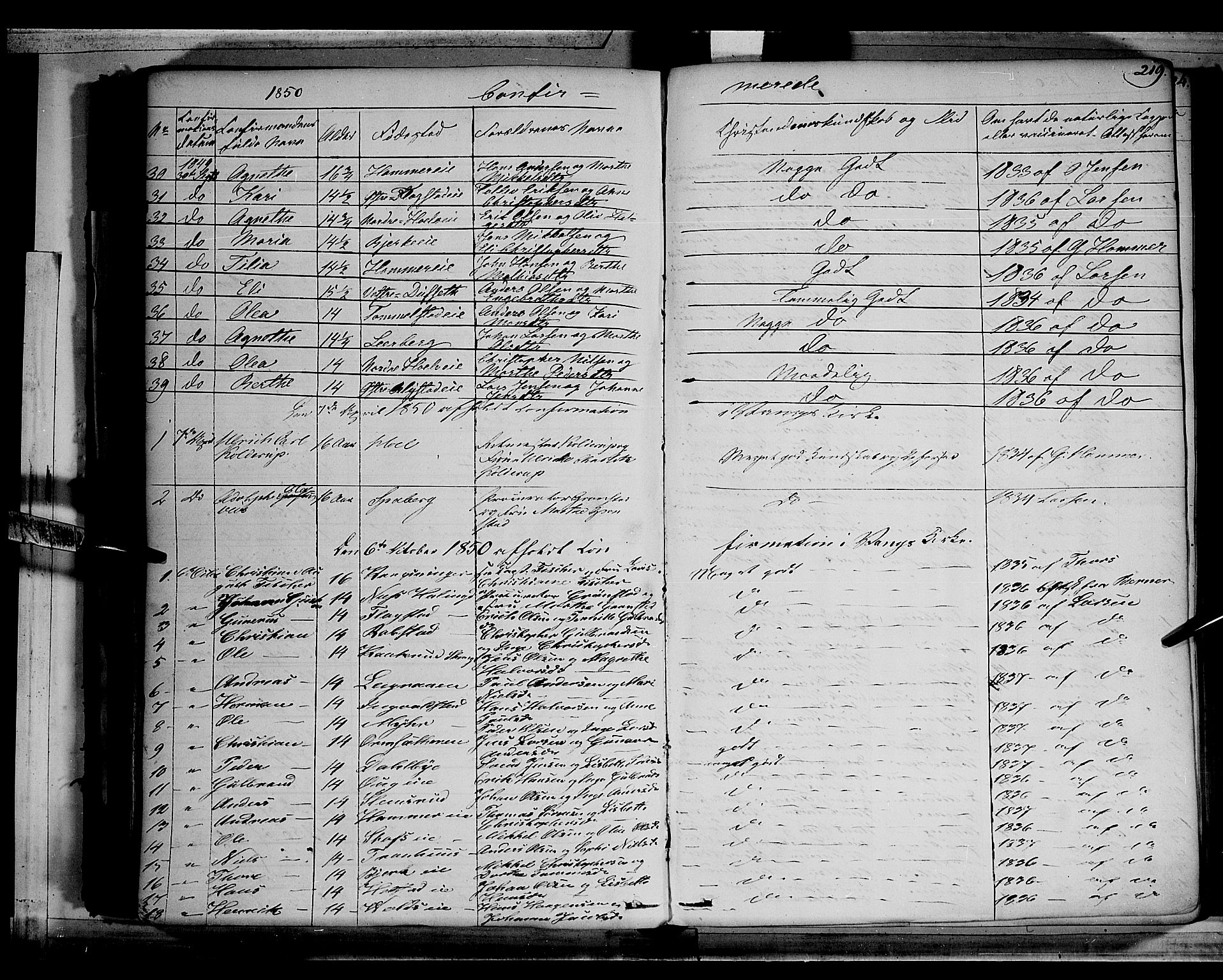 Vang prestekontor, Hedmark, SAH/PREST-008/H/Ha/Haa/L0010: Parish register (official) no. 10, 1841-1855, p. 219