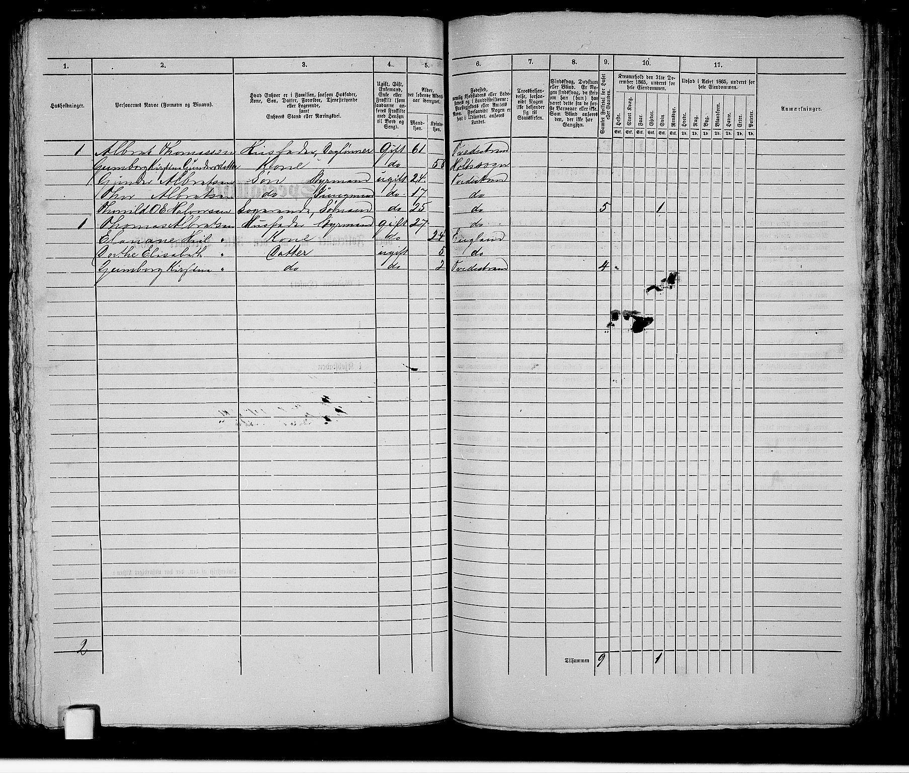 RA, 1865 census for Holt/Tvedestrand, 1865, p. 214