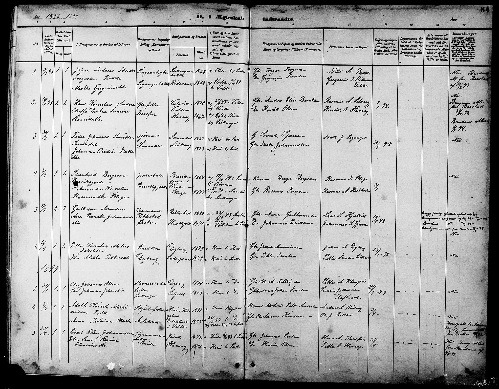 Ministerialprotokoller, klokkerbøker og fødselsregistre - Møre og Romsdal, AV/SAT-A-1454/508/L0098: Parish register (copy) no. 508C02, 1898-1916, p. 84