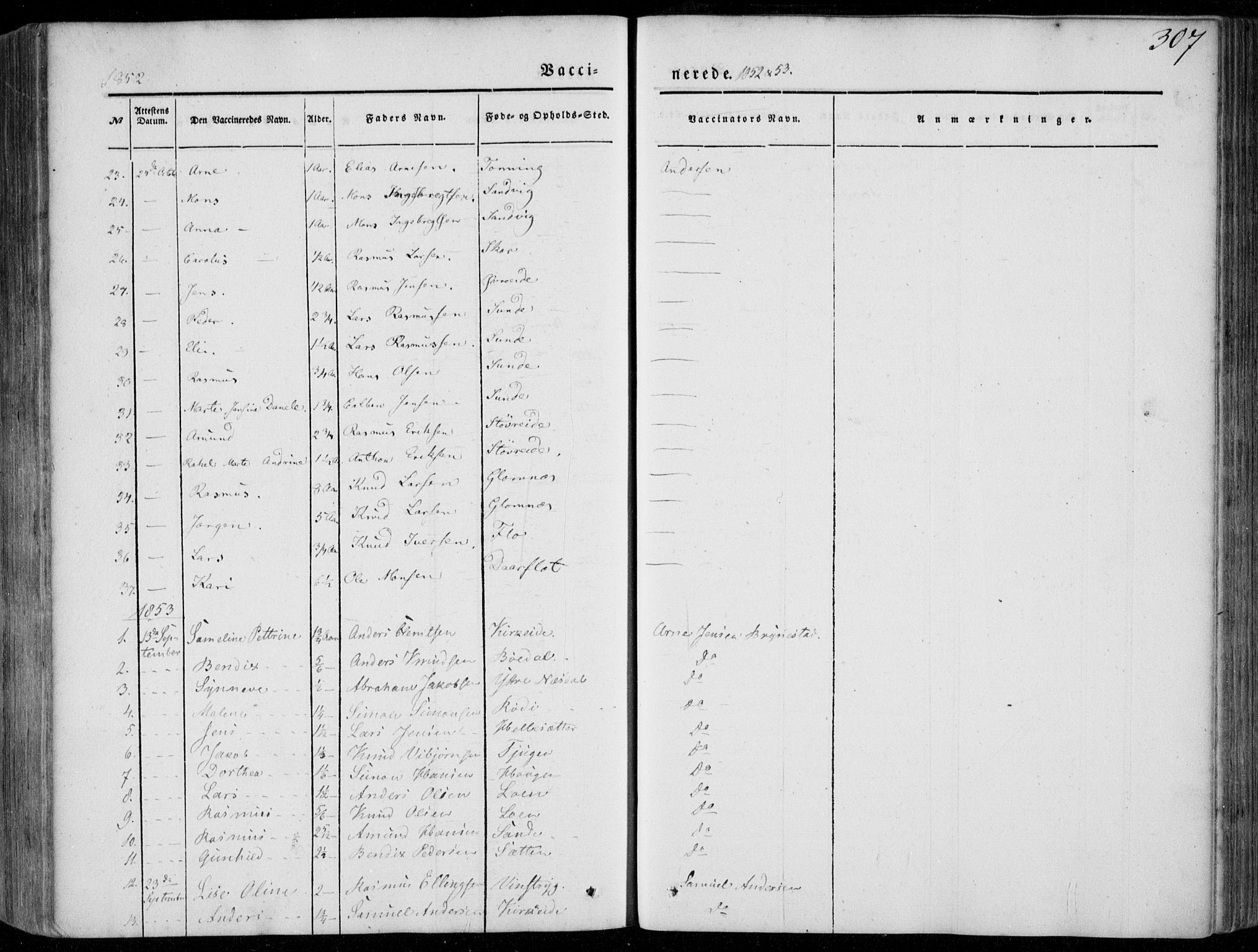 Stryn Sokneprestembete, SAB/A-82501: Parish register (official) no. A 2, 1844-1861, p. 307