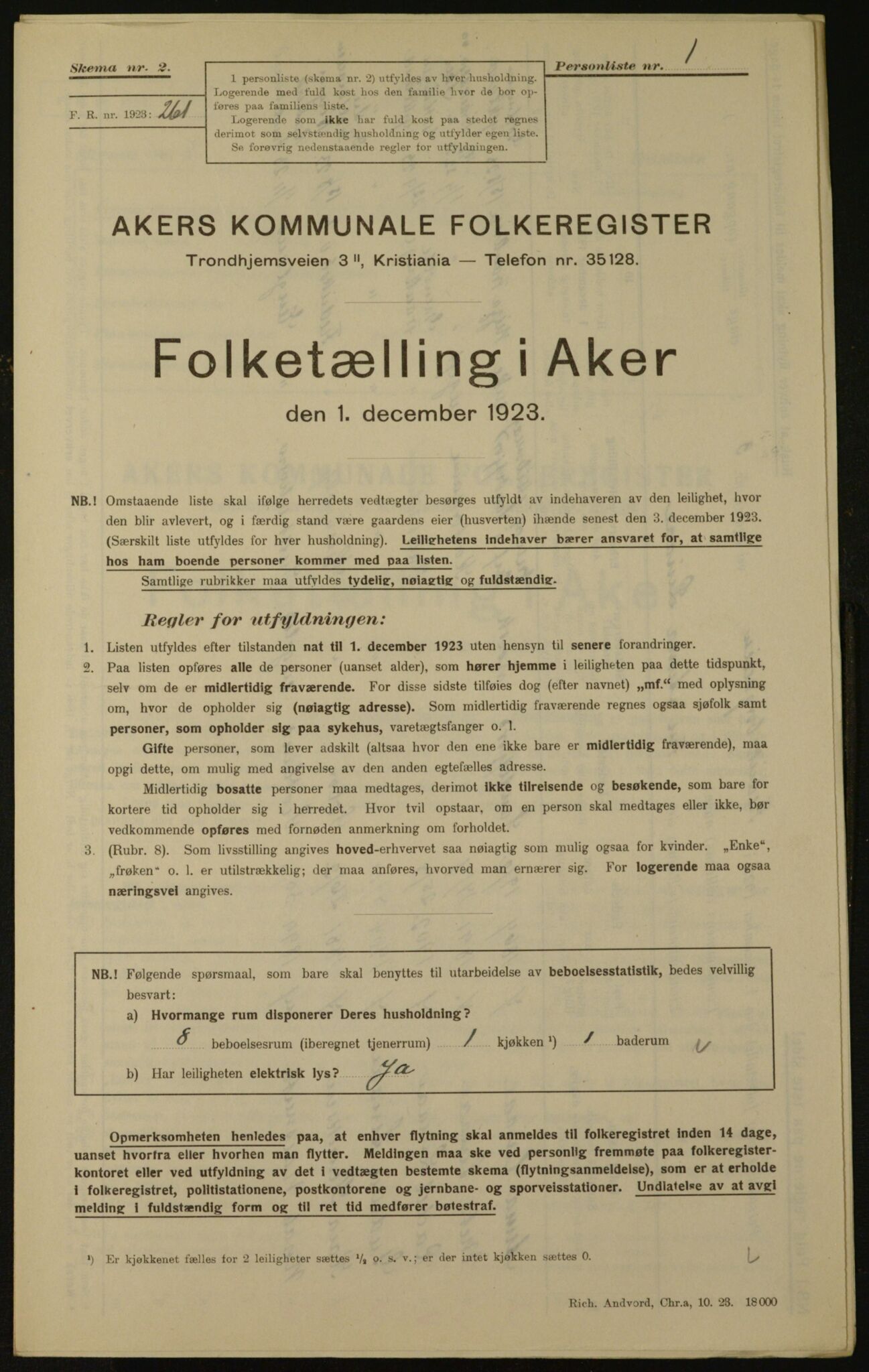 , Municipal Census 1923 for Aker, 1923, p. 1726