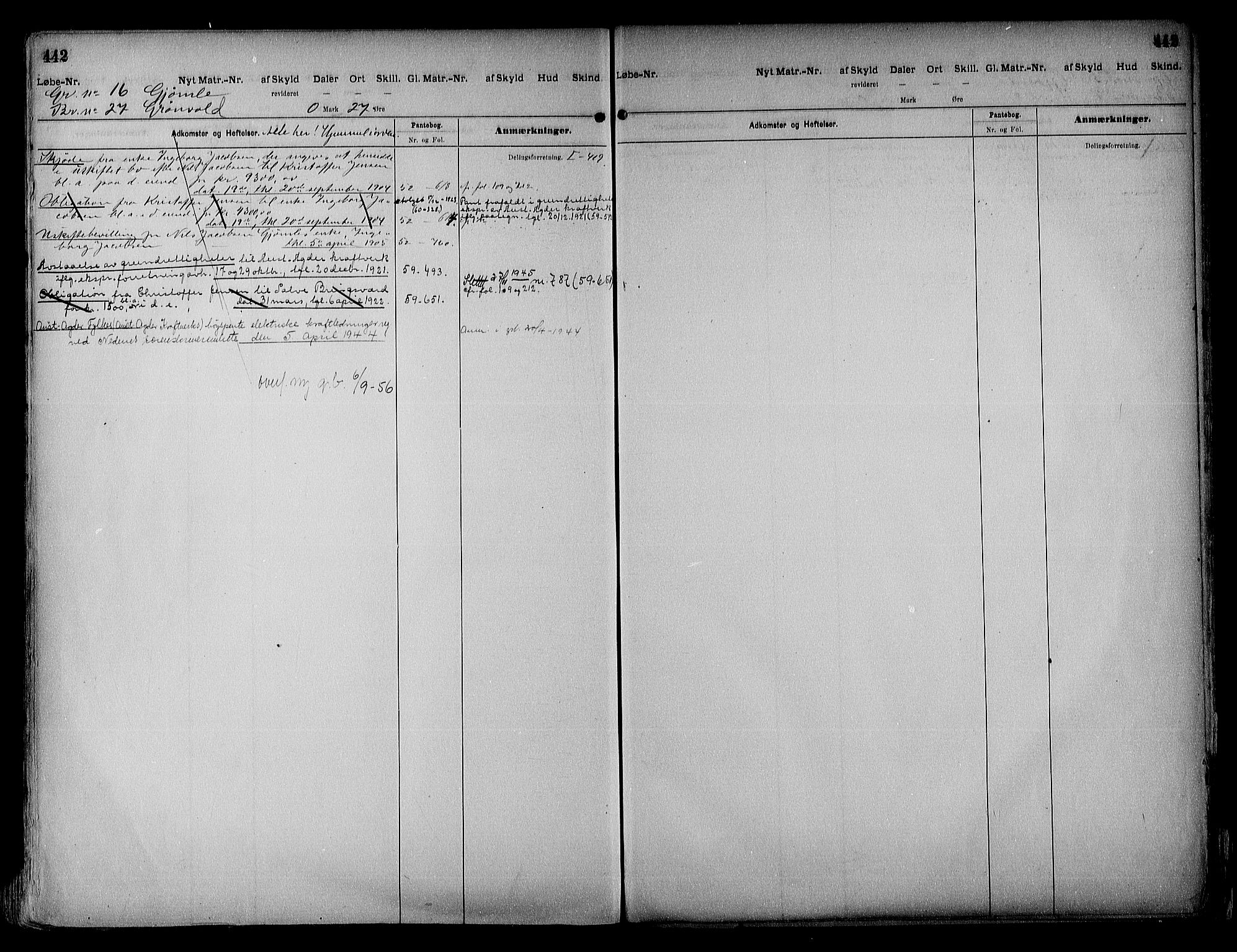 Vestre Nedenes/Sand sorenskriveri, SAK/1221-0010/G/Ga/L0018: Mortgage register no. 13b, 1872-1956, p. 442
