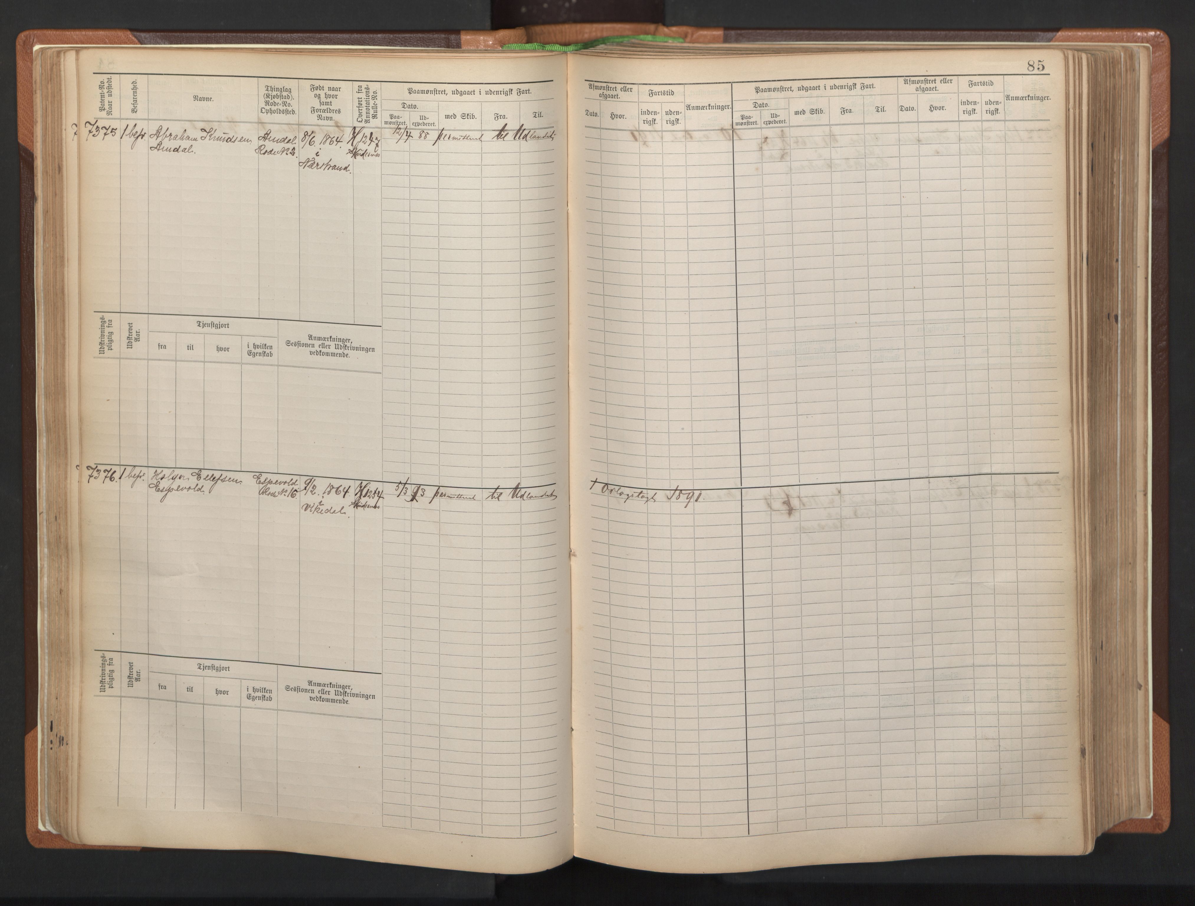 Stavanger sjømannskontor, AV/SAST-A-102006/F/Fb/Fbb/L0012: Sjøfartshovedrulle, patentnr. 7207-8158, 1894-1904, p. 88