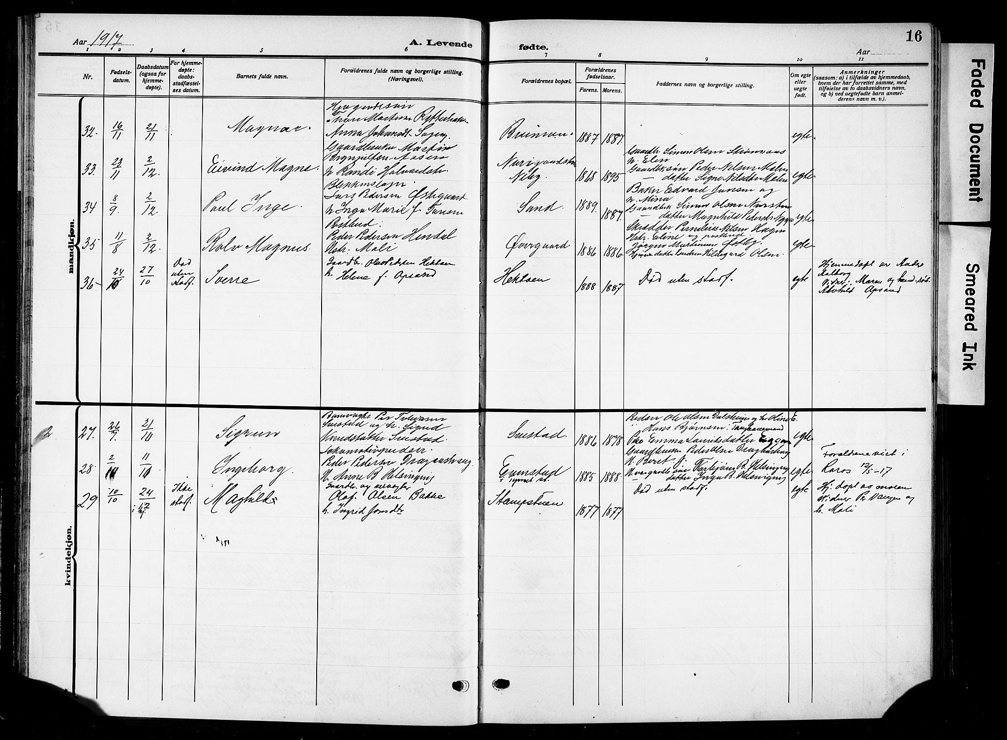 Tynset prestekontor, AV/SAH-PREST-058/H/Ha/Hab/L0011: Parish register (copy) no. 11, 1915-1930, p. 16