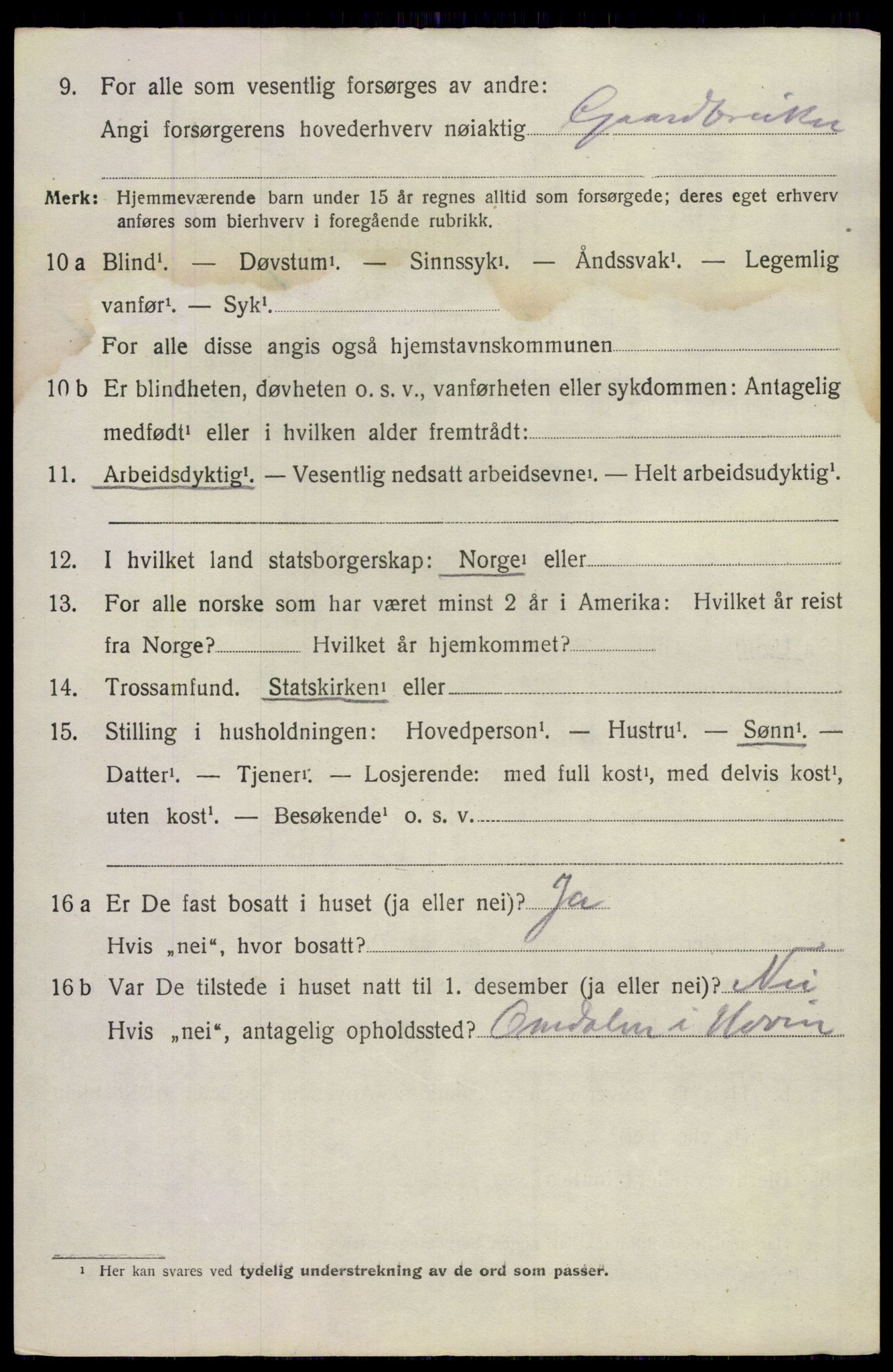 SAKO, 1920 census for Hovin, 1920, p. 1320