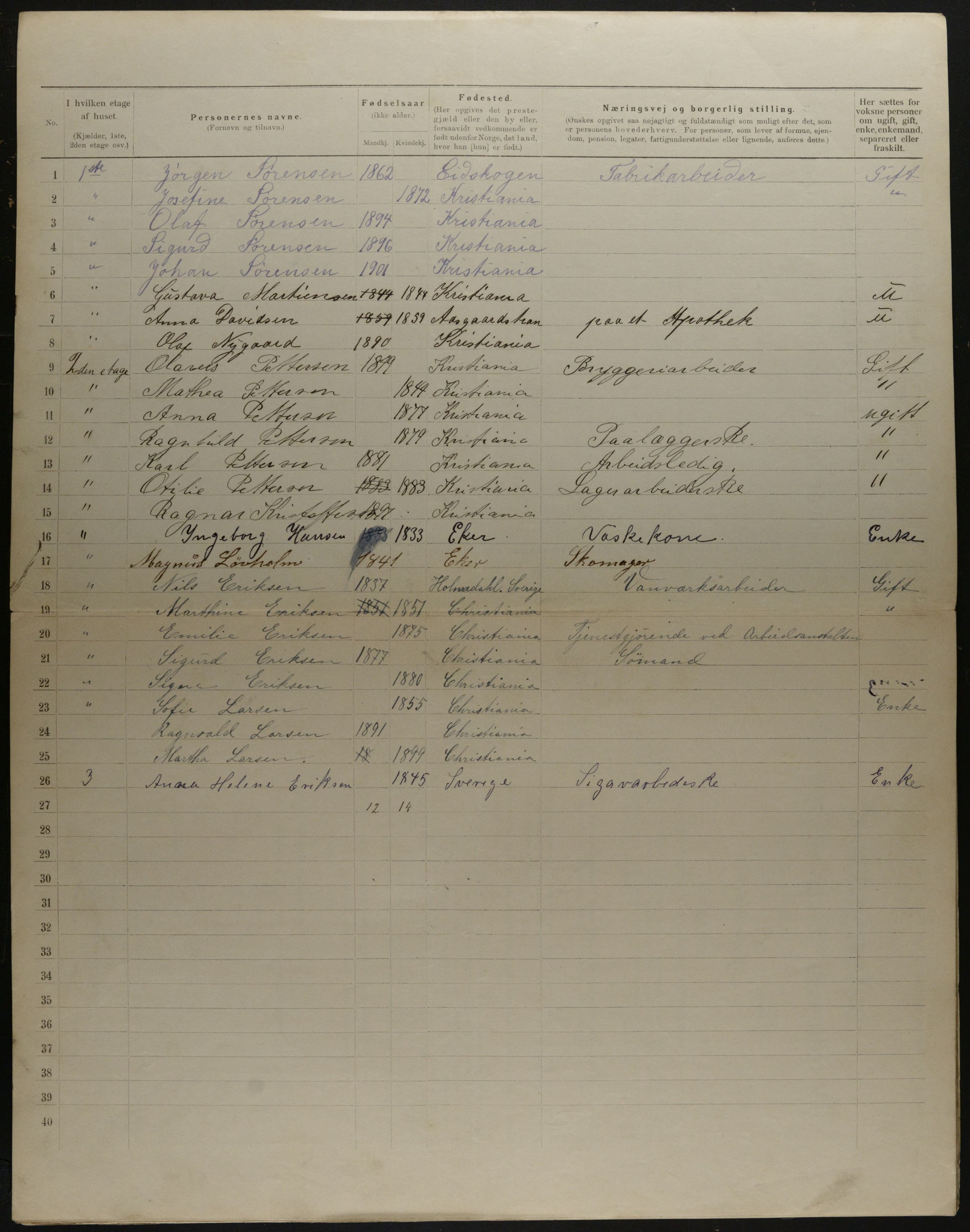 OBA, Municipal Census 1901 for Kristiania, 1901, p. 16552