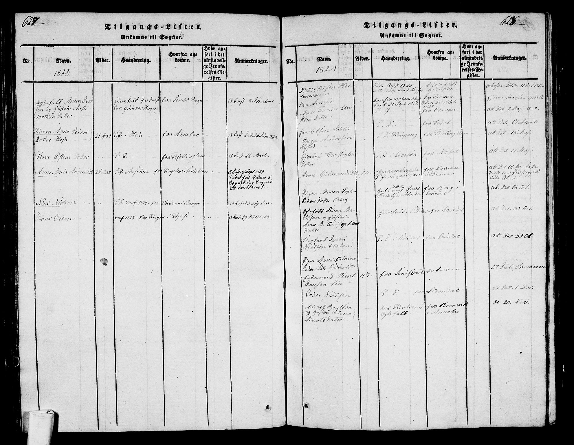 Hedrum kirkebøker, AV/SAKO-A-344/G/Ga/L0003: Parish register (copy) no. I 3, 1817-1835, p. 627-628