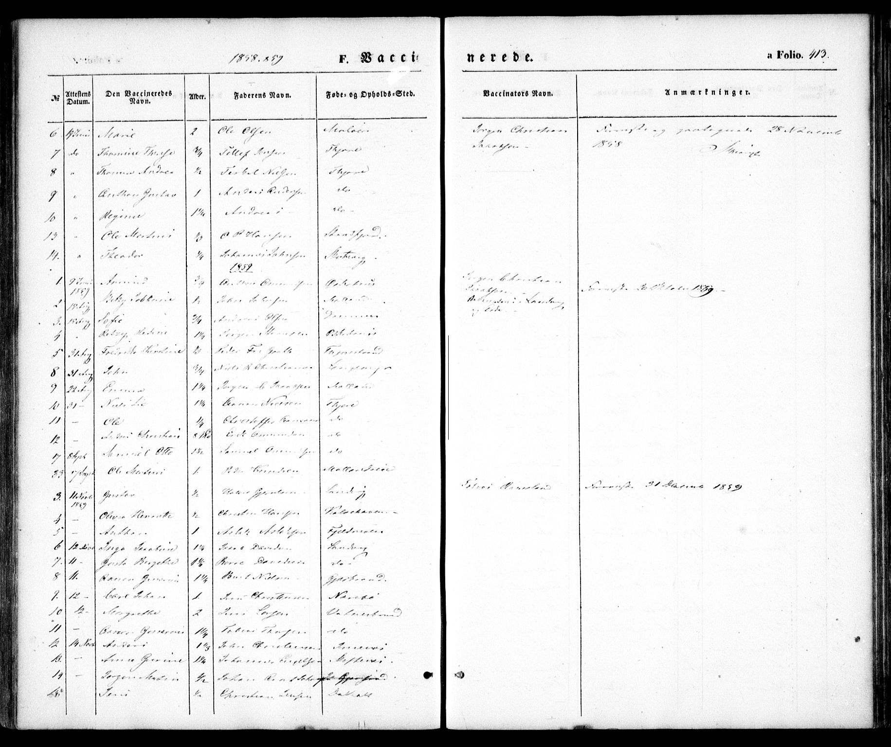 Hommedal sokneprestkontor, AV/SAK-1111-0023/F/Fa/Fab/L0004: Parish register (official) no. A 4, 1848-1860, p. 413