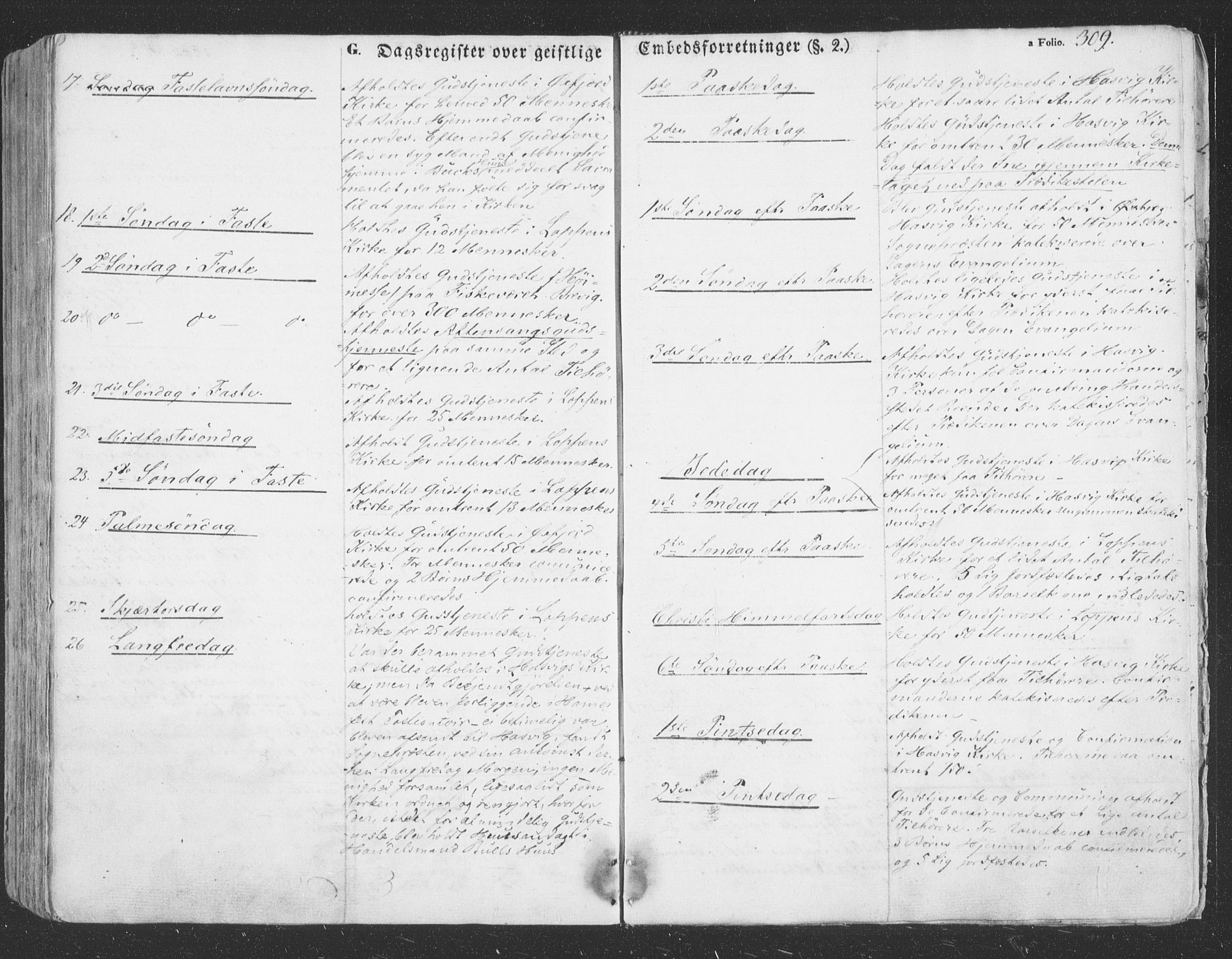 Loppa sokneprestkontor, SATØ/S-1339/H/Ha/L0004kirke: Parish register (official) no. 4, 1849-1868, p. 309