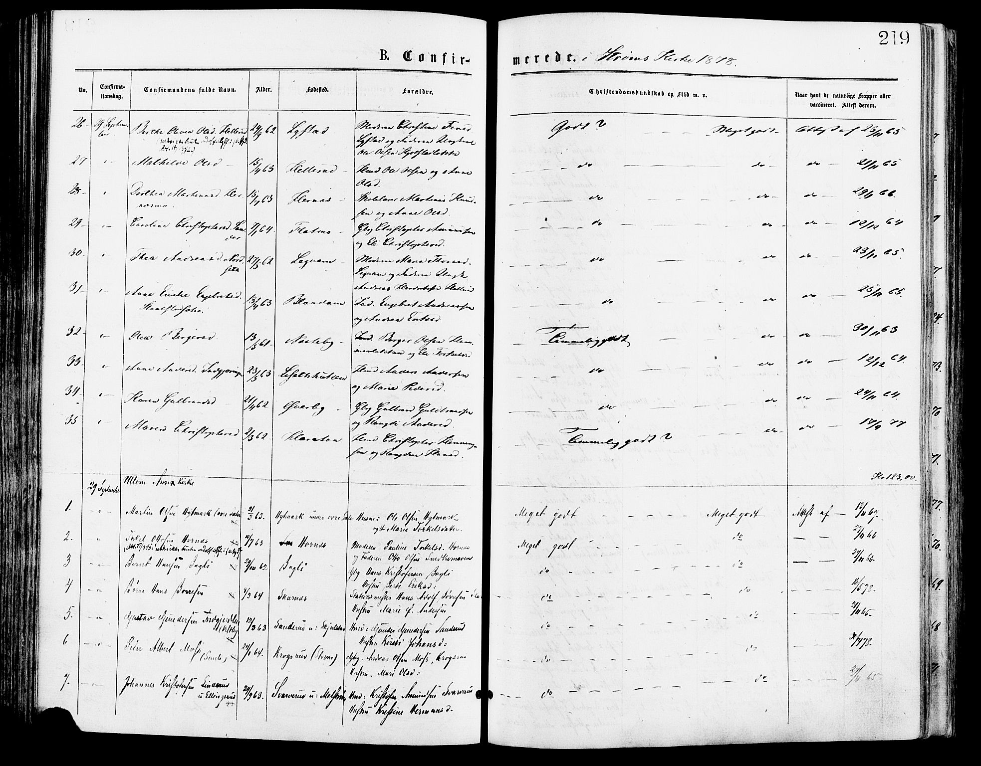 Sør-Odal prestekontor, AV/SAH-PREST-030/H/Ha/Haa/L0005: Parish register (official) no. 5, 1876-1885, p. 219