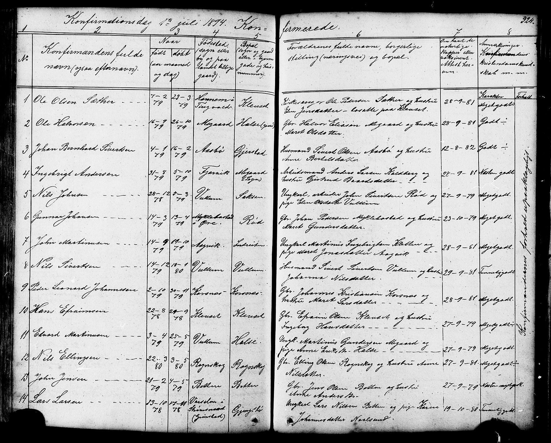 Ministerialprotokoller, klokkerbøker og fødselsregistre - Møre og Romsdal, AV/SAT-A-1454/576/L0890: Parish register (copy) no. 576C01, 1837-1908, p. 324