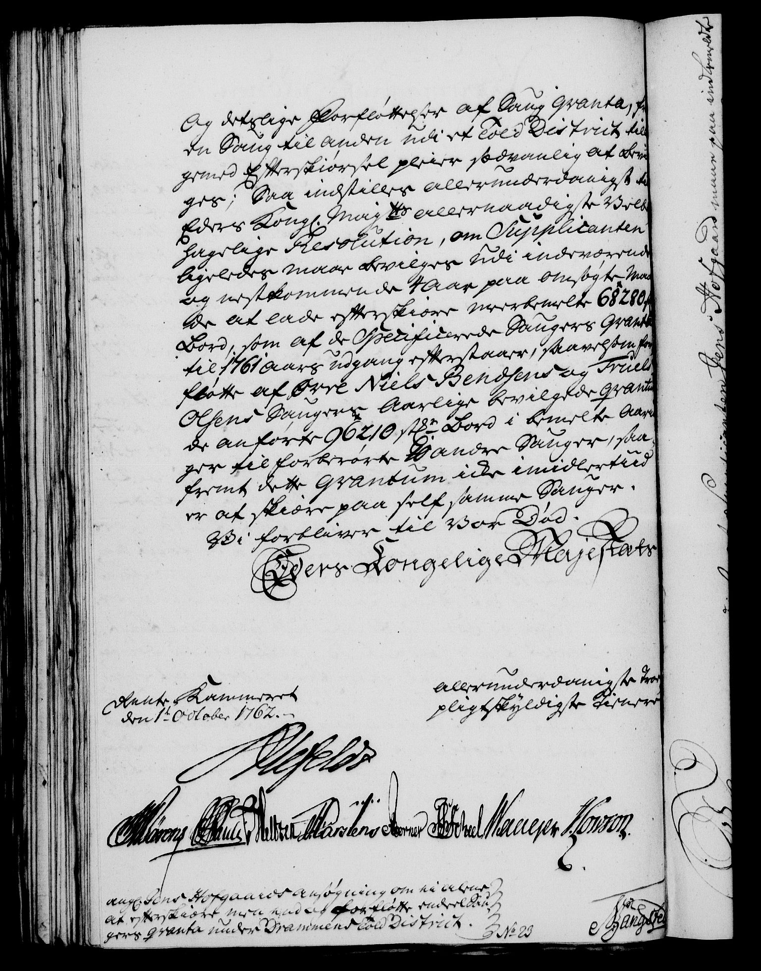 Rentekammeret, Kammerkanselliet, AV/RA-EA-3111/G/Gf/Gfa/L0044: Norsk relasjons- og resolusjonsprotokoll (merket RK 52.44), 1762, p. 447