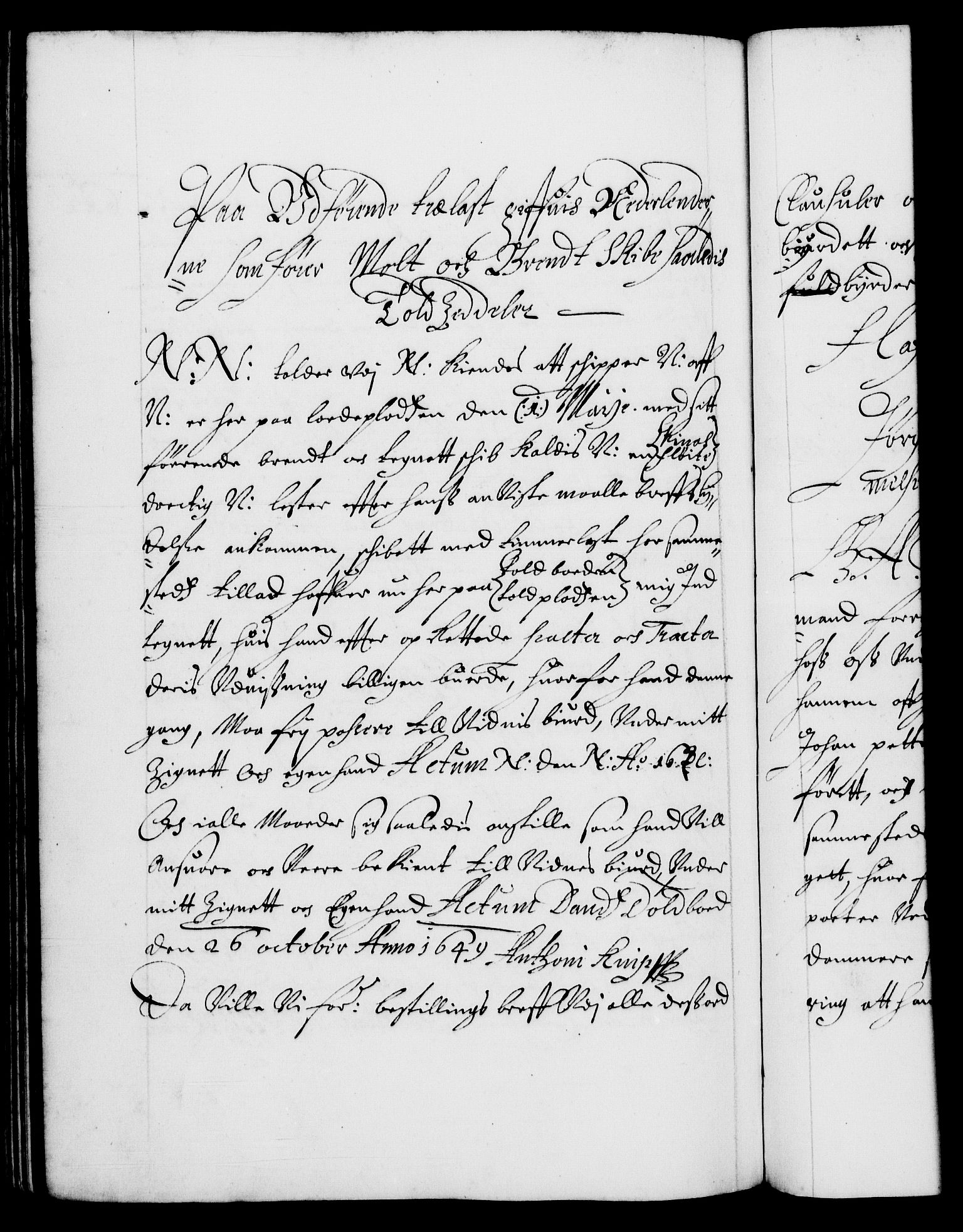 Danske Kanselli 1572-1799, AV/RA-EA-3023/F/Fc/Fca/Fcaa/L0007: Norske registre (mikrofilm), 1648-1650, p. 612b