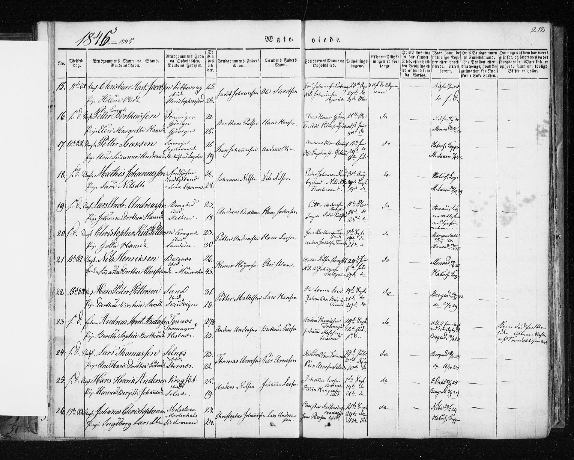 Tromsø sokneprestkontor/stiftsprosti/domprosti, SATØ/S-1343/G/Ga/L0009kirke: Parish register (official) no. 9, 1837-1847, p. 212