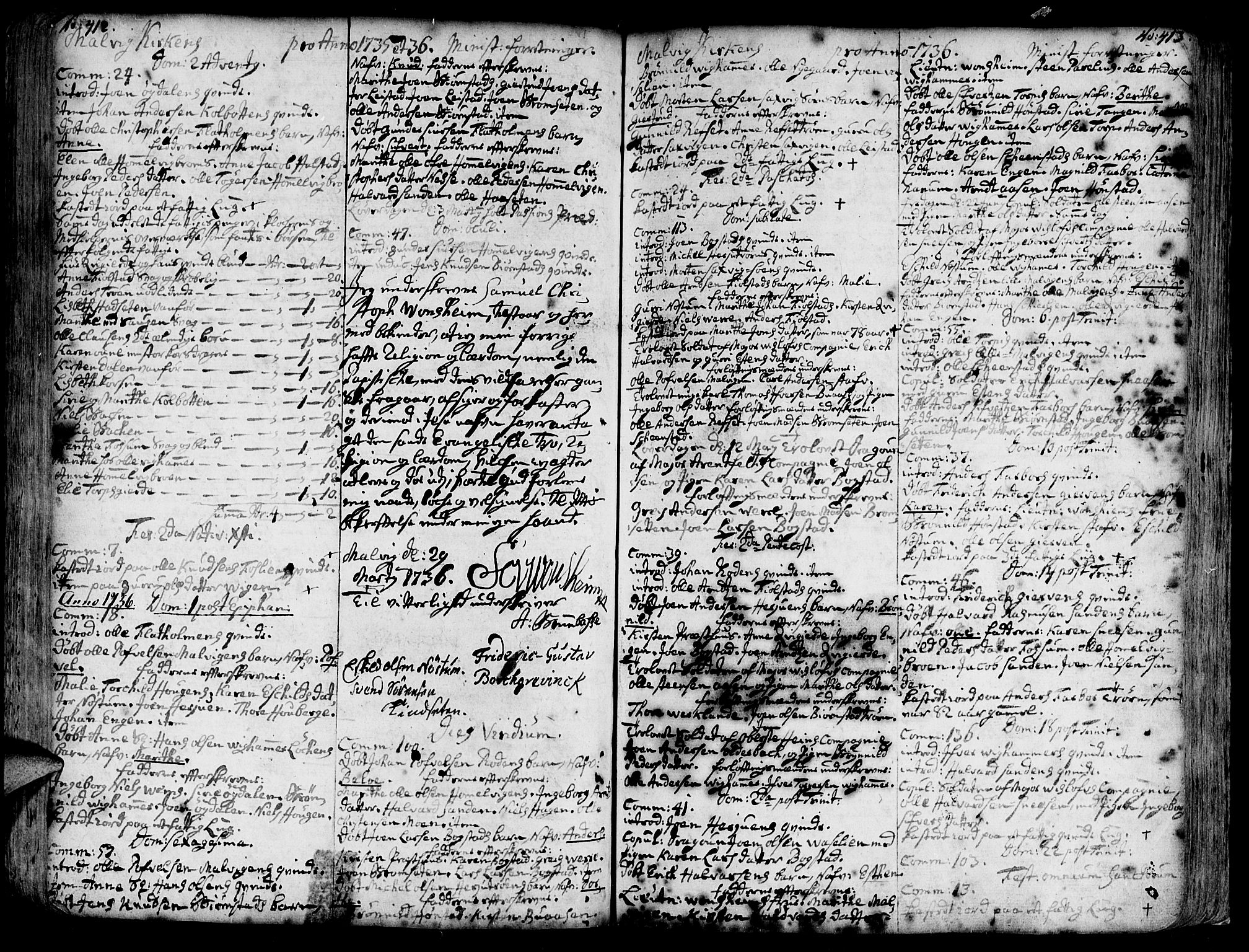 Ministerialprotokoller, klokkerbøker og fødselsregistre - Sør-Trøndelag, SAT/A-1456/606/L0277: Parish register (official) no. 606A01 /3, 1727-1780, p. 412-413