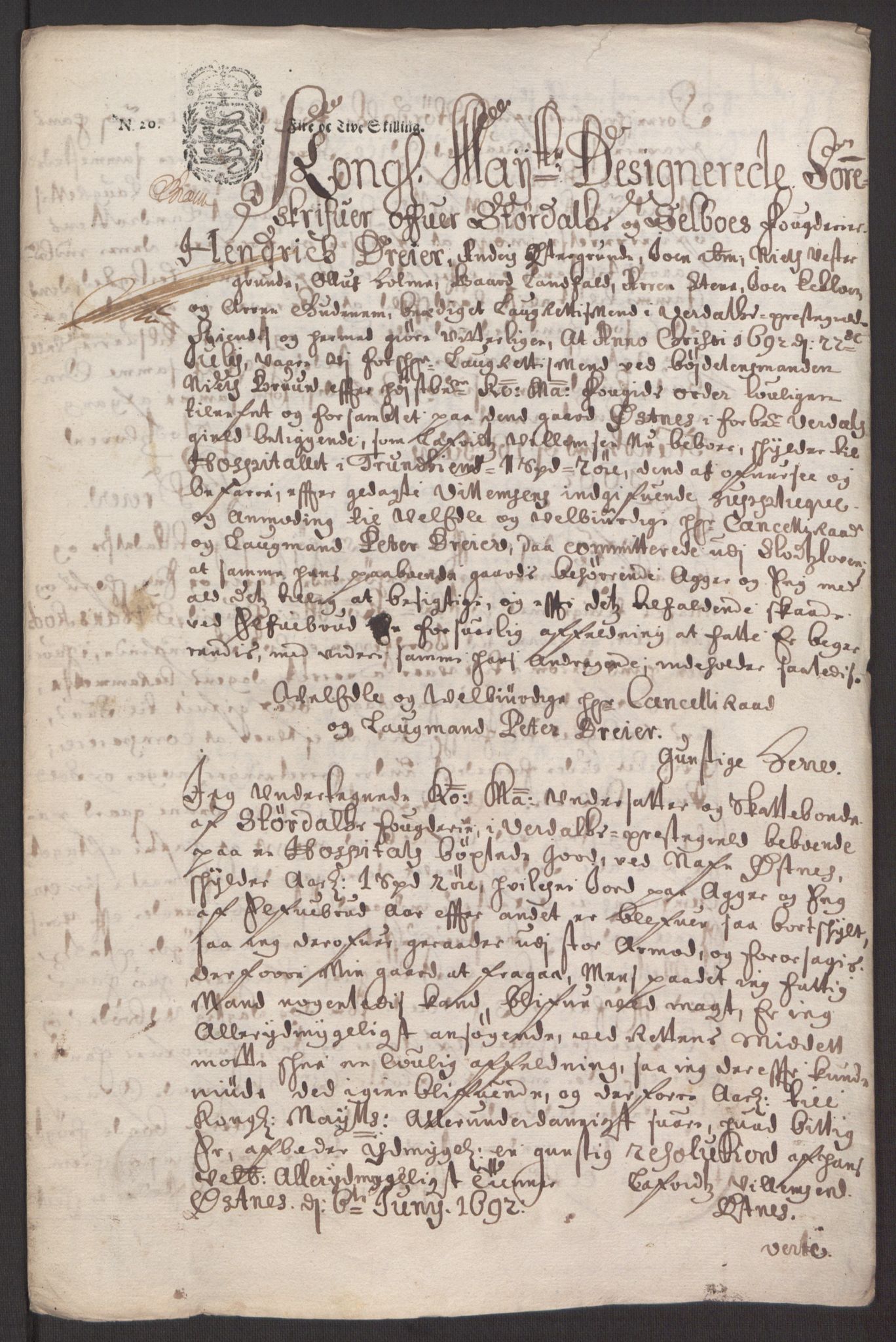 Rentekammeret inntil 1814, Reviderte regnskaper, Fogderegnskap, AV/RA-EA-4092/R62/L4185: Fogderegnskap Stjørdal og Verdal, 1692, p. 263