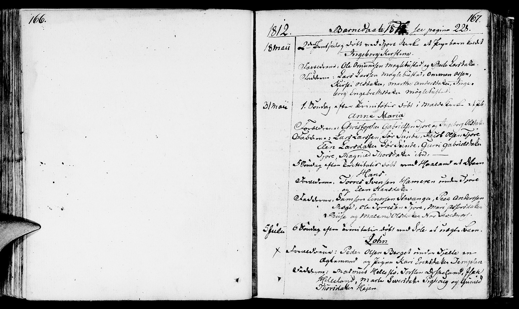 Håland sokneprestkontor, SAST/A-101802/001/30BA/L0003: Parish register (official) no. A 3, 1794-1815, p. 166-167