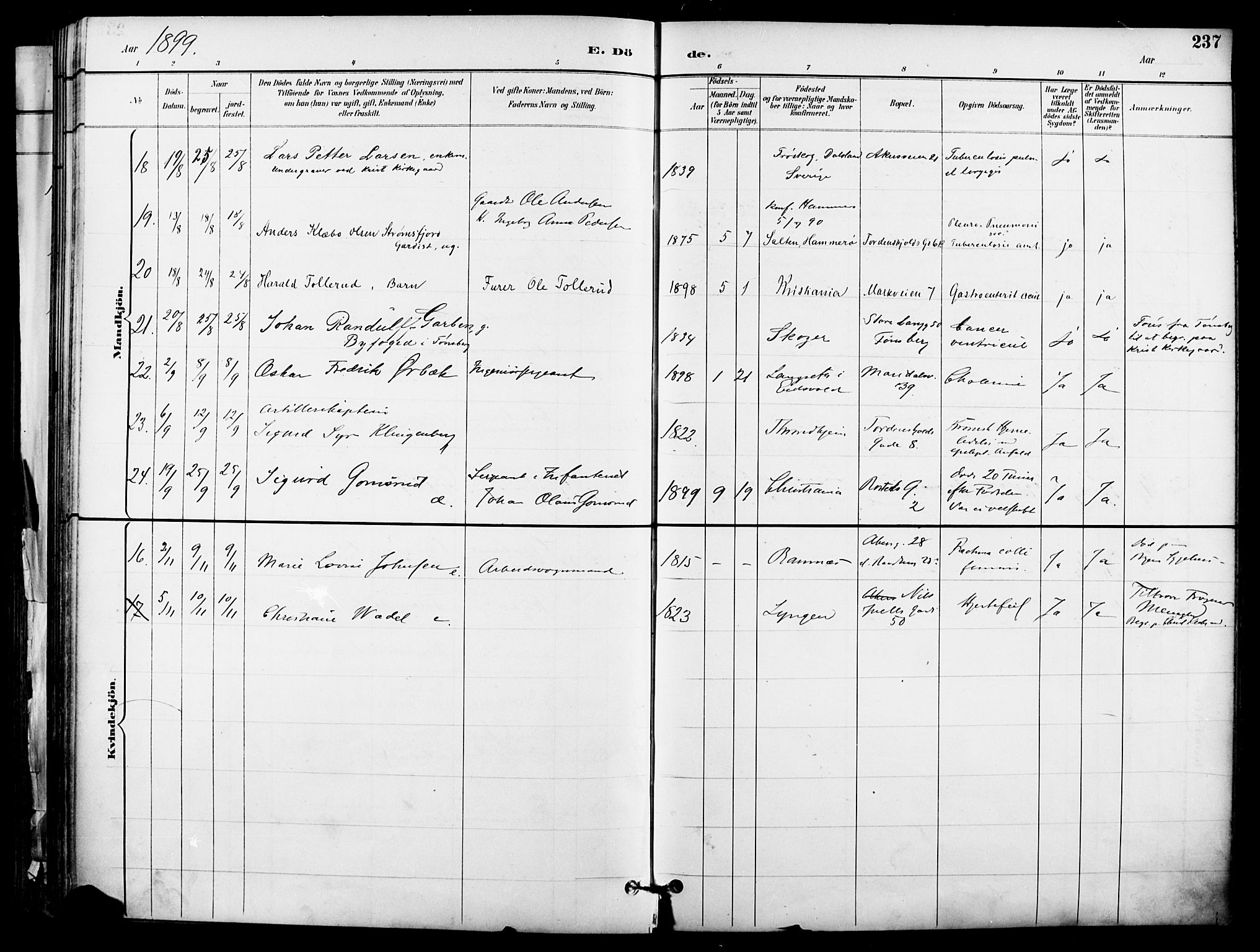 Garnisonsmenigheten Kirkebøker, AV/SAO-A-10846/F/Fa/L0013: Parish register (official) no. 13, 1894-1904, p. 237