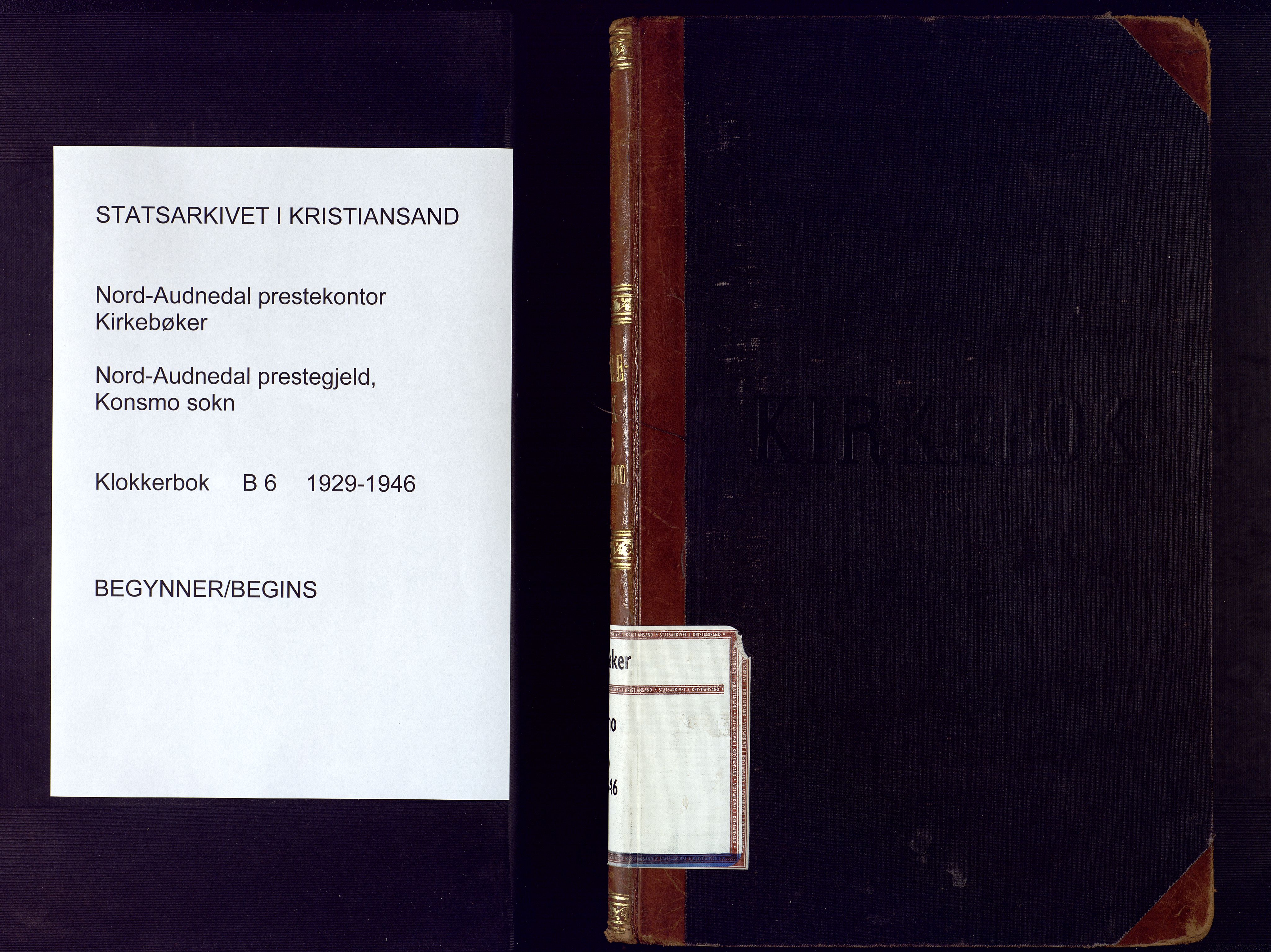 Nord-Audnedal sokneprestkontor, AV/SAK-1111-0032/F/Fb/Fba/L0006: Parish register (copy) no. B 6, 1929-1946