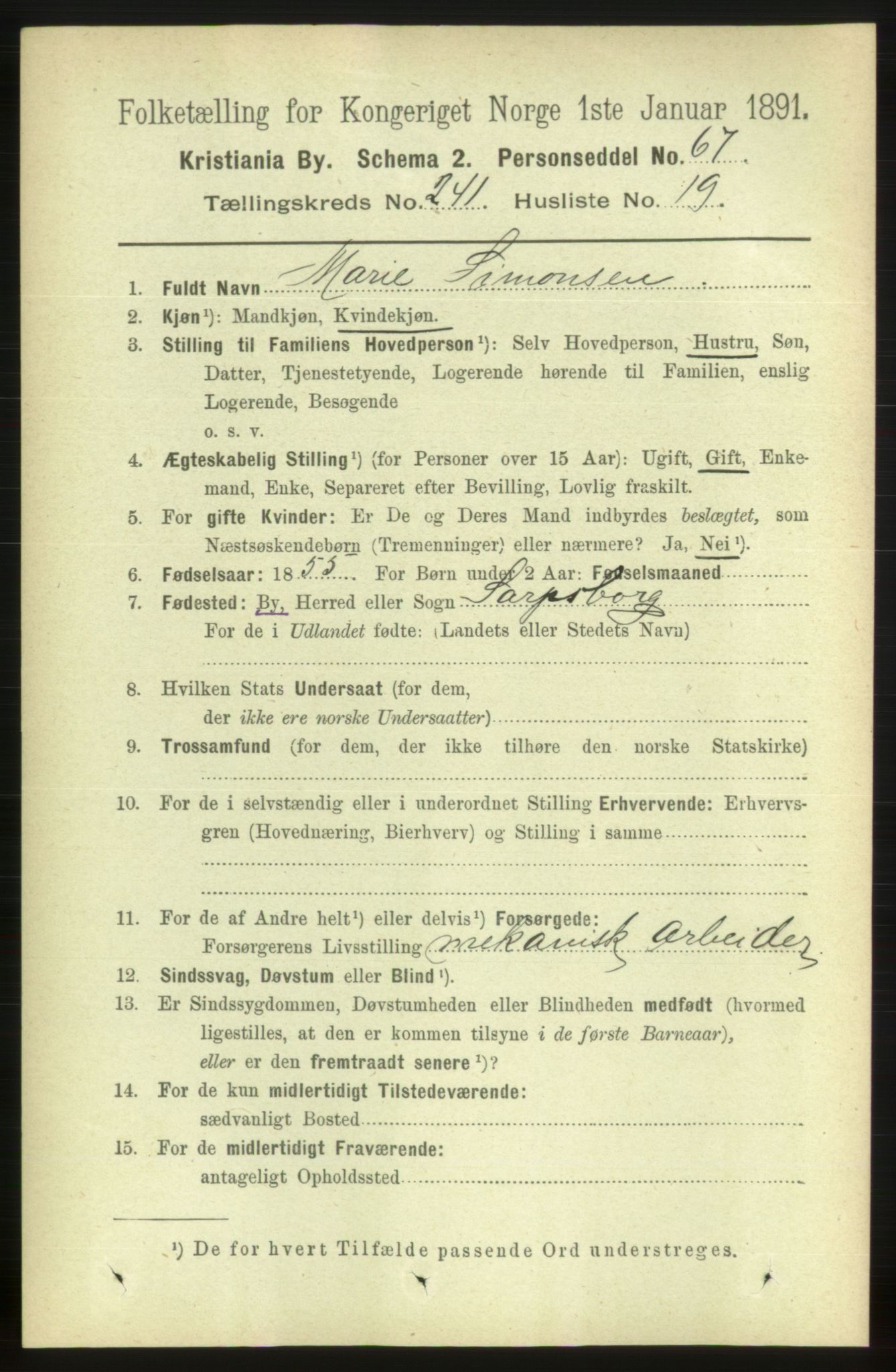 RA, 1891 census for 0301 Kristiania, 1891, p. 146808