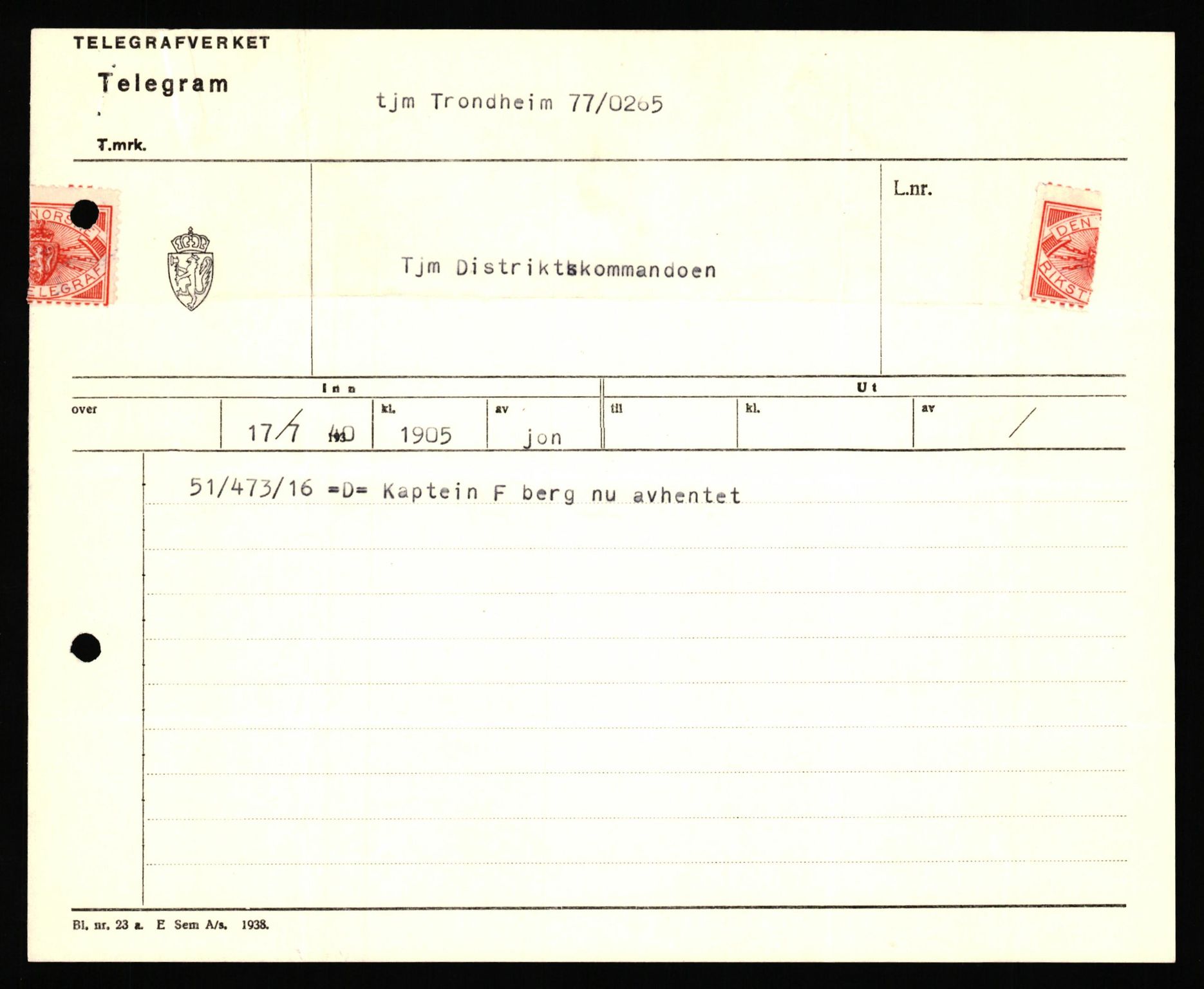 Forsvaret, Forsvarets krigshistoriske avdeling, AV/RA-RAFA-2017/Y/Yf/L0198: II-C-11-2100  -  Kapitulasjonen i 1940, 1940, p. 523