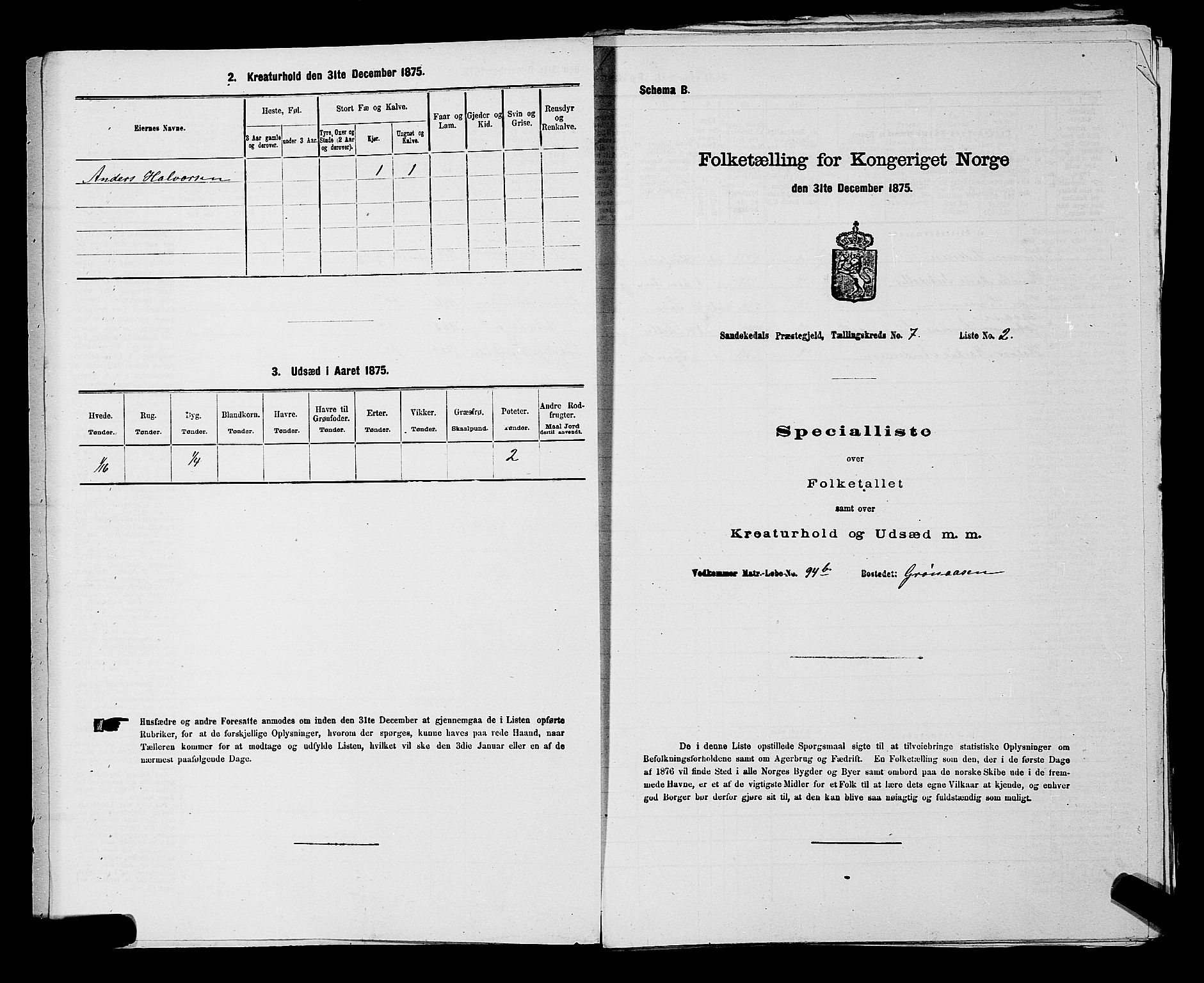 SAKO, 1875 census for 0816P Sannidal, 1875, p. 547