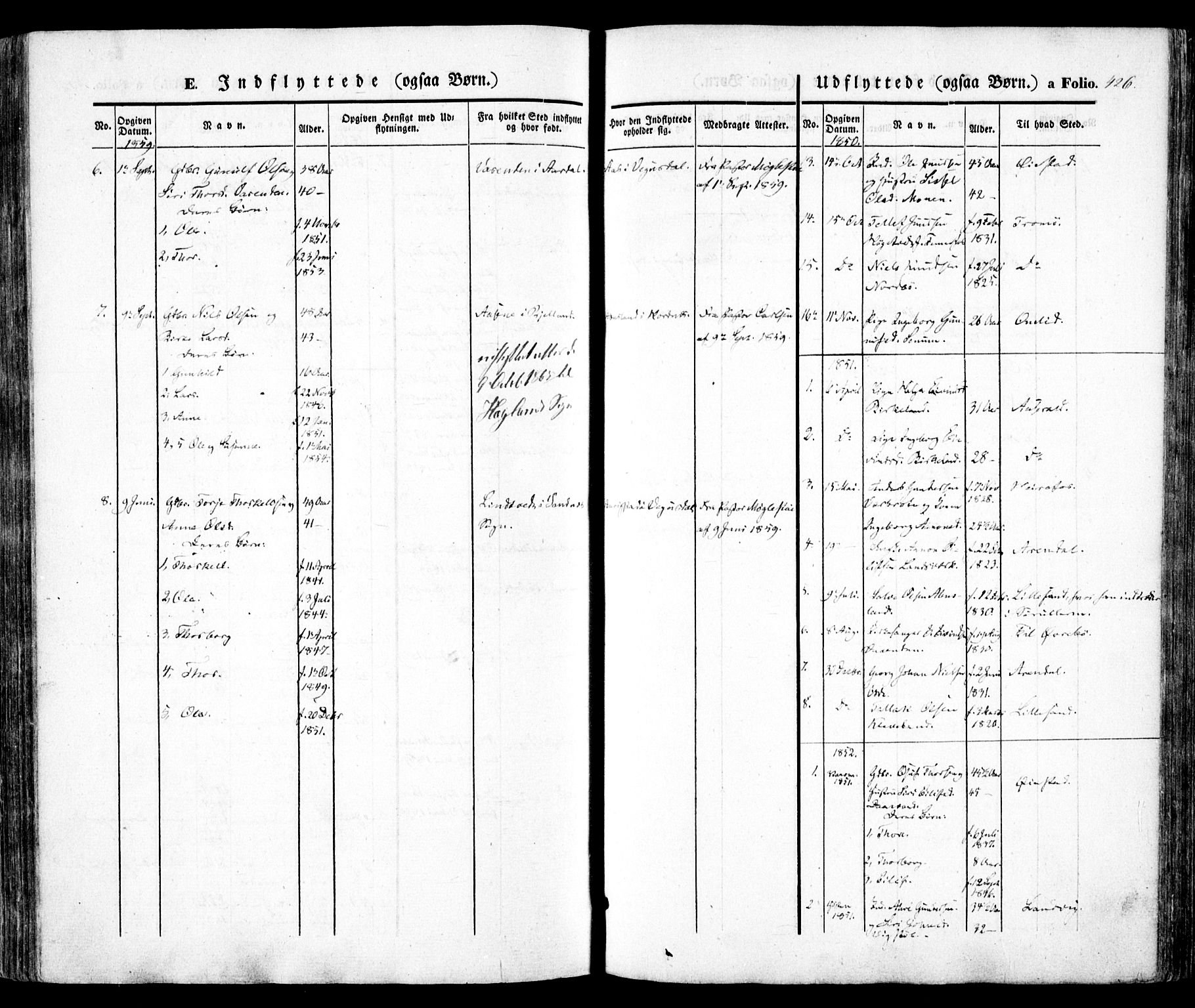 Evje sokneprestkontor, SAK/1111-0008/F/Fa/Faa/L0005: Parish register (official) no. A 5, 1843-1865, p. 426