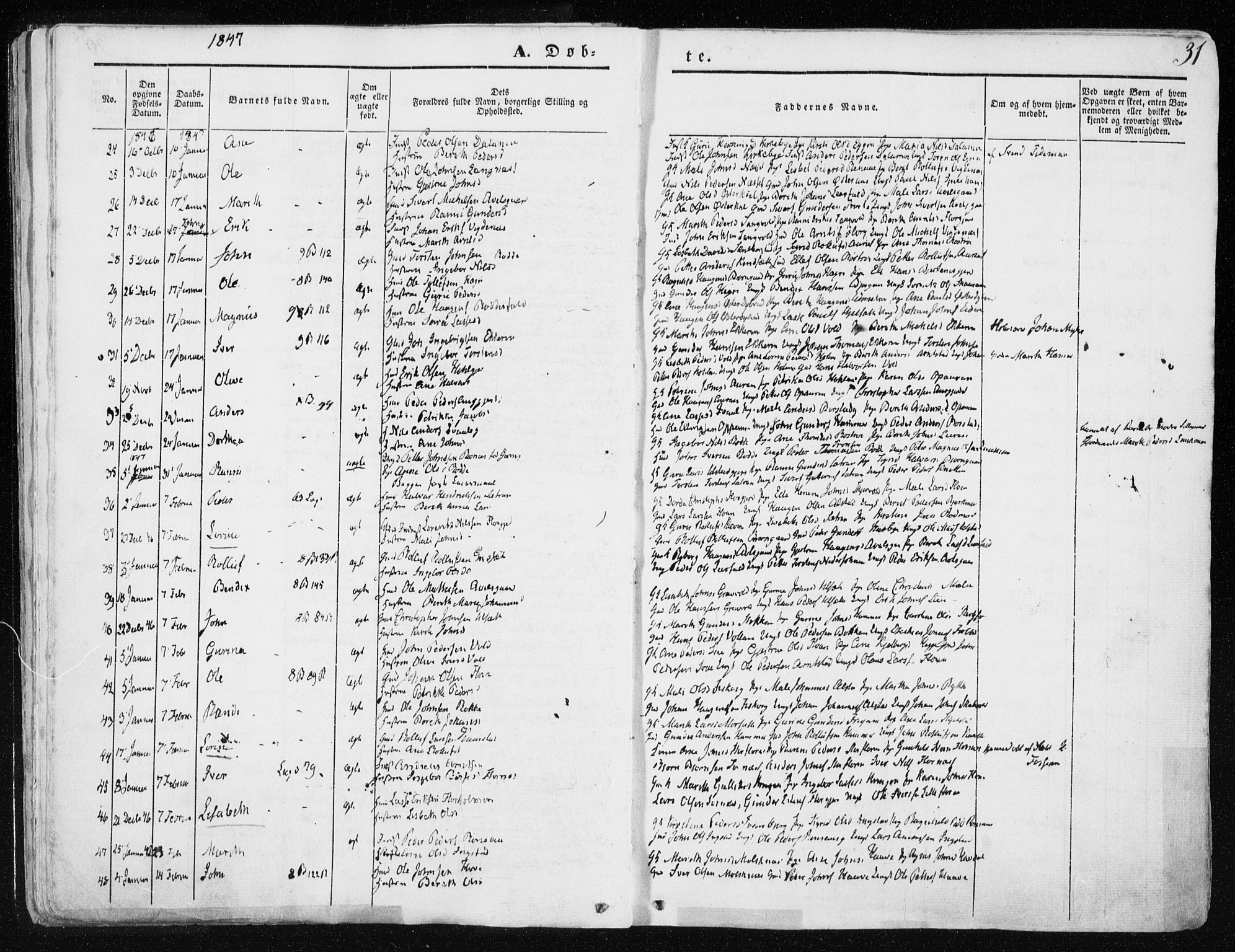 Ministerialprotokoller, klokkerbøker og fødselsregistre - Nord-Trøndelag, SAT/A-1458/709/L0074: Parish register (official) no. 709A14, 1845-1858, p. 31