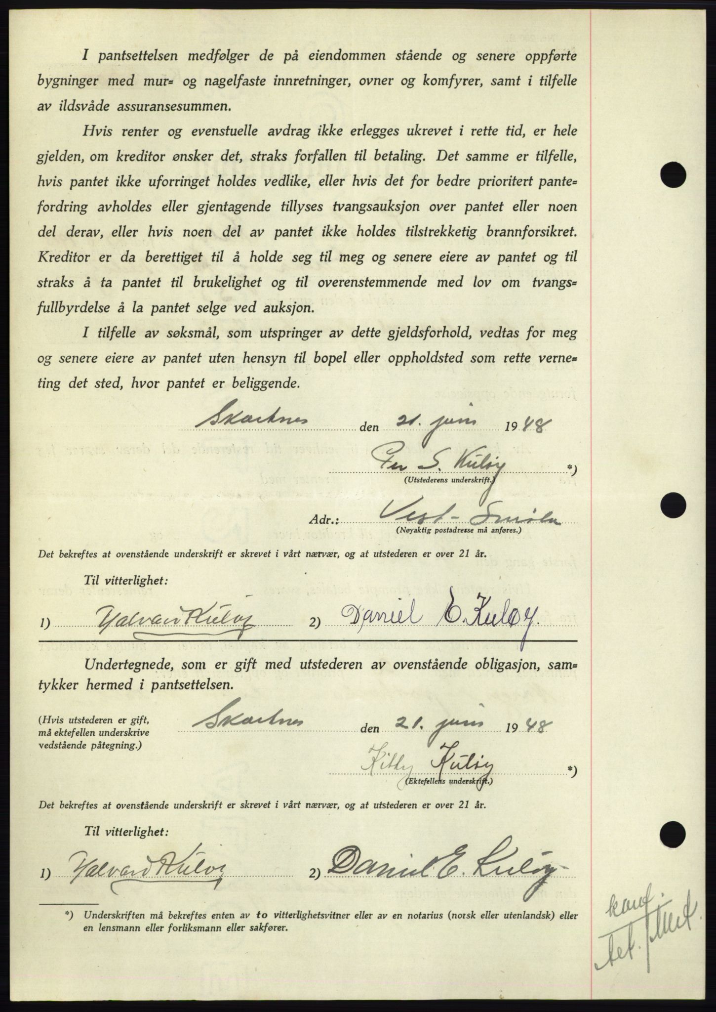 Nordmøre sorenskriveri, AV/SAT-A-4132/1/2/2Ca: Mortgage book no. B99, 1948-1948, Diary no: : 1958/1948