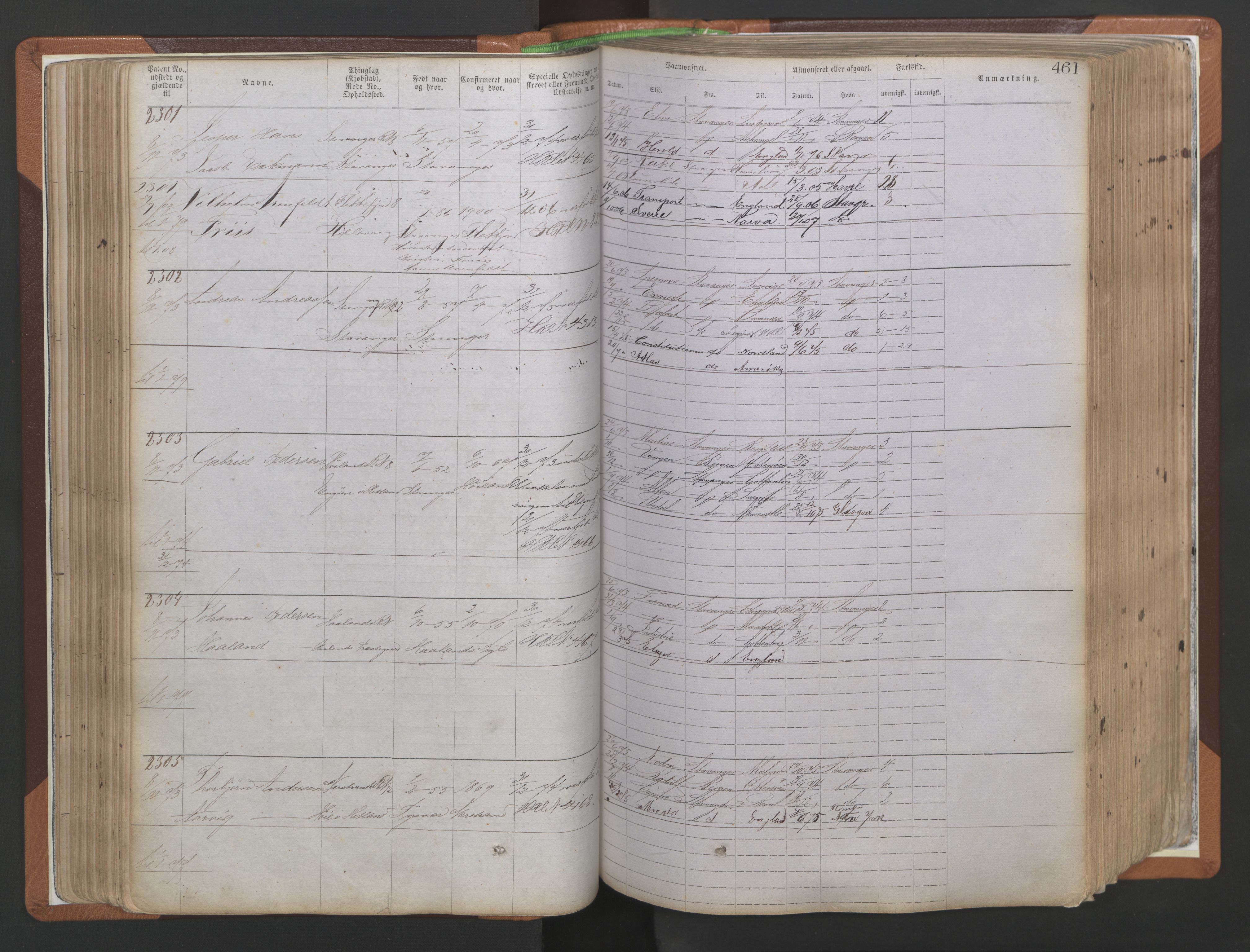 Stavanger sjømannskontor, AV/SAST-A-102006/F/Ff/L0009: Annotasjonsrulle, patentnr. 1805-3605 (dublett), 1872-1900, p. 104
