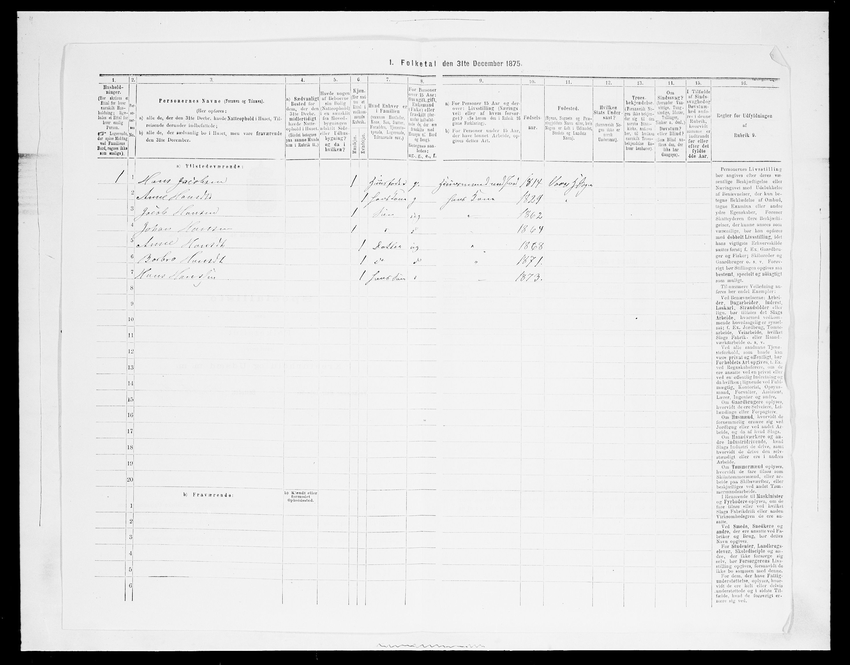 SAH, 1875 census for 0515P Vågå, 1875, p. 692