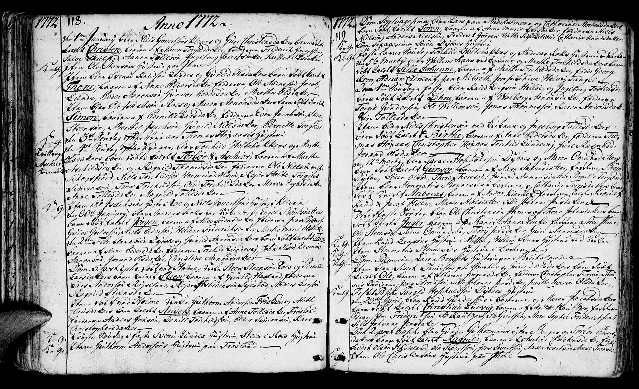 Mandal sokneprestkontor, SAK/1111-0030/F/Fa/Faa/L0003: Parish register (official) no. A 3, 1748-1794, p. 118-119