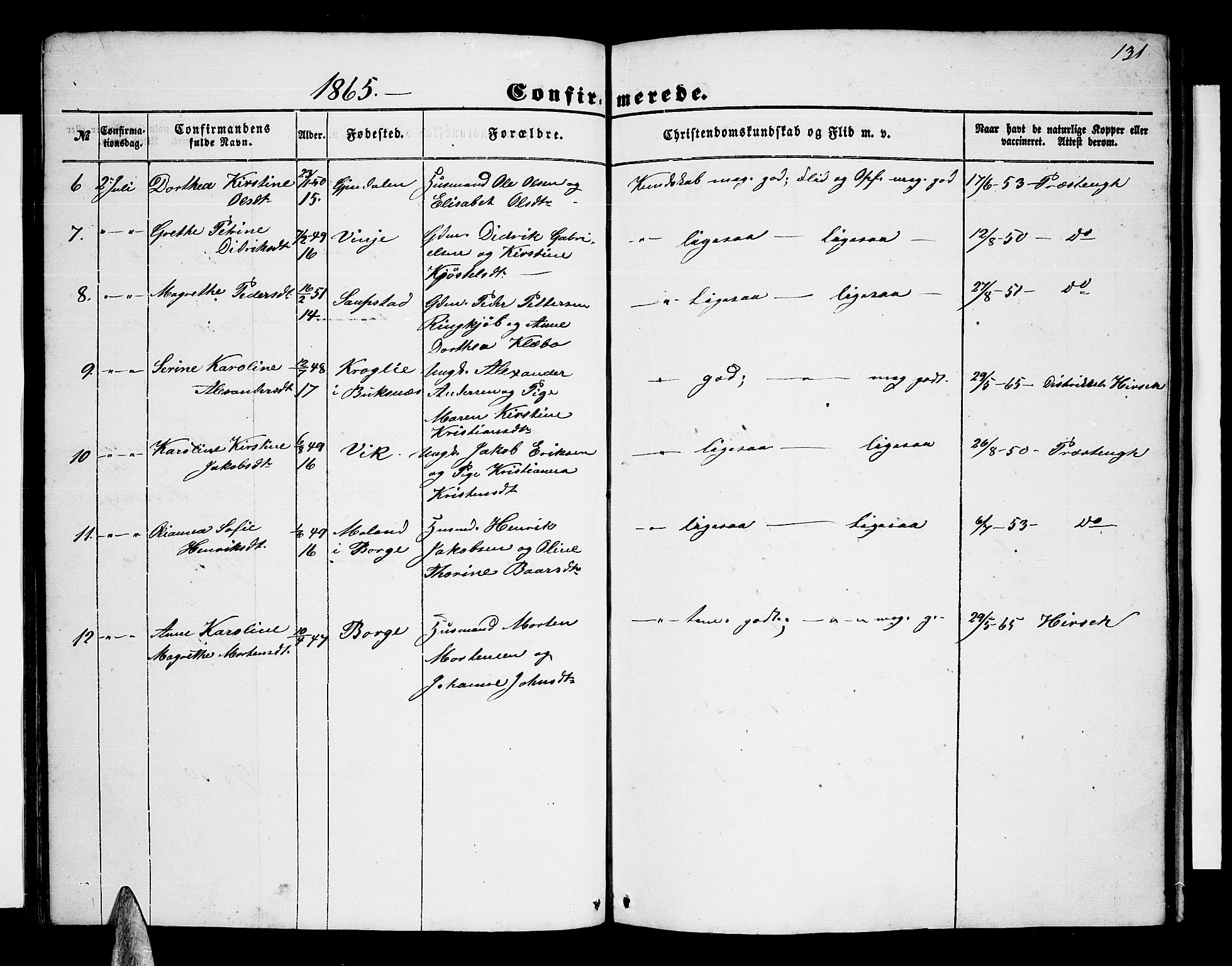 Ministerialprotokoller, klokkerbøker og fødselsregistre - Nordland, SAT/A-1459/876/L1102: Parish register (copy) no. 876C01, 1852-1886, p. 131
