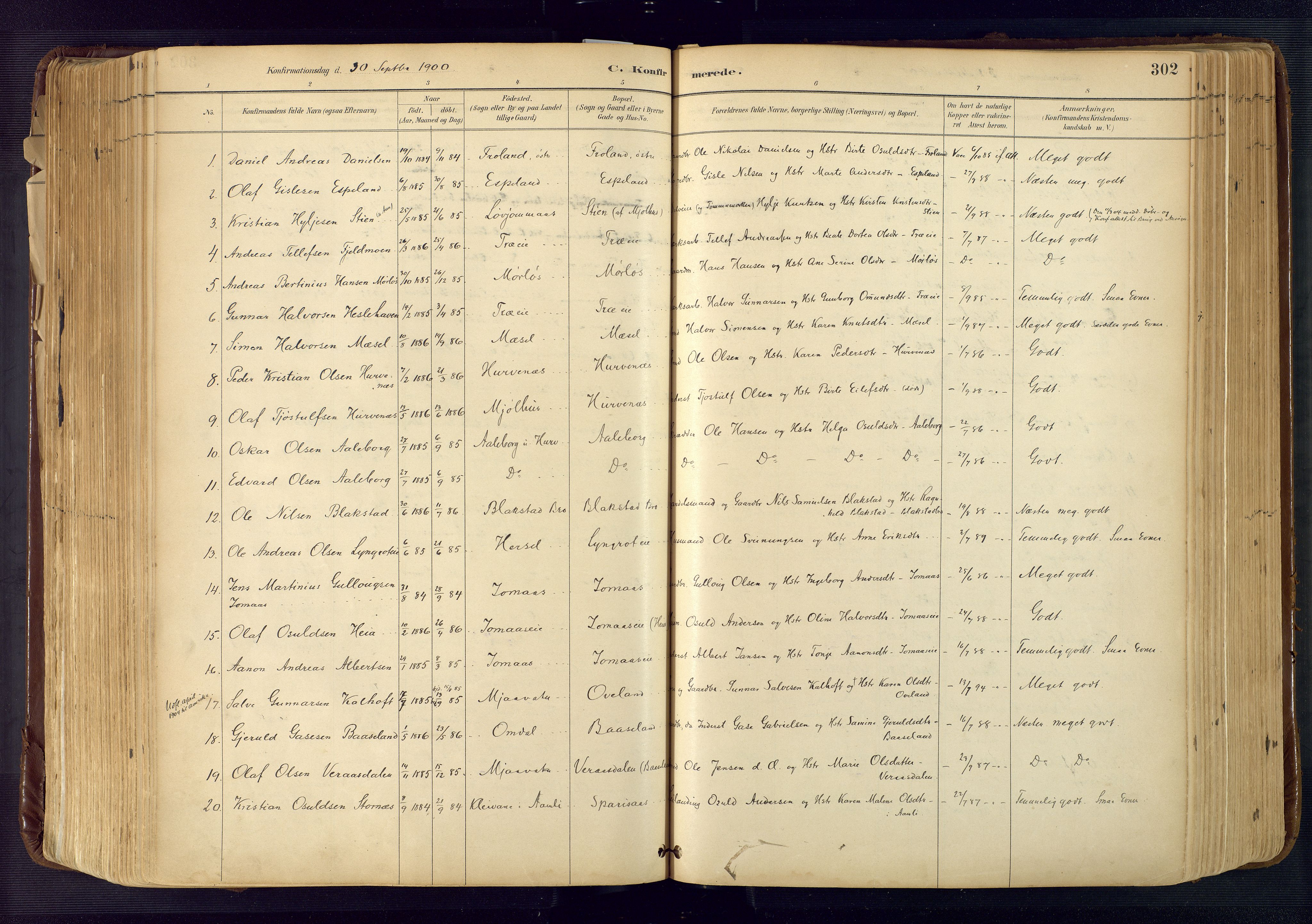 Froland sokneprestkontor, AV/SAK-1111-0013/F/Fa/L0005: Parish register (official) no. A 5, 1882-1921, p. 302