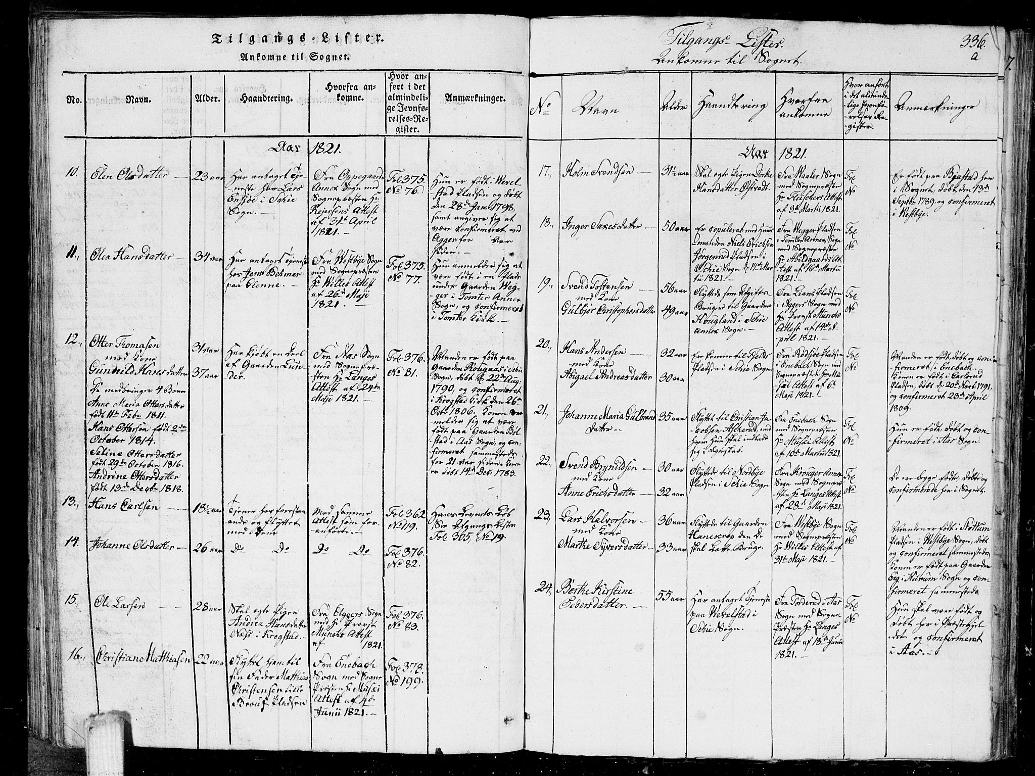 Kråkstad prestekontor Kirkebøker, AV/SAO-A-10125a/G/Ga/L0001: Parish register (copy) no. I 1, 1813-1824, p. 336a