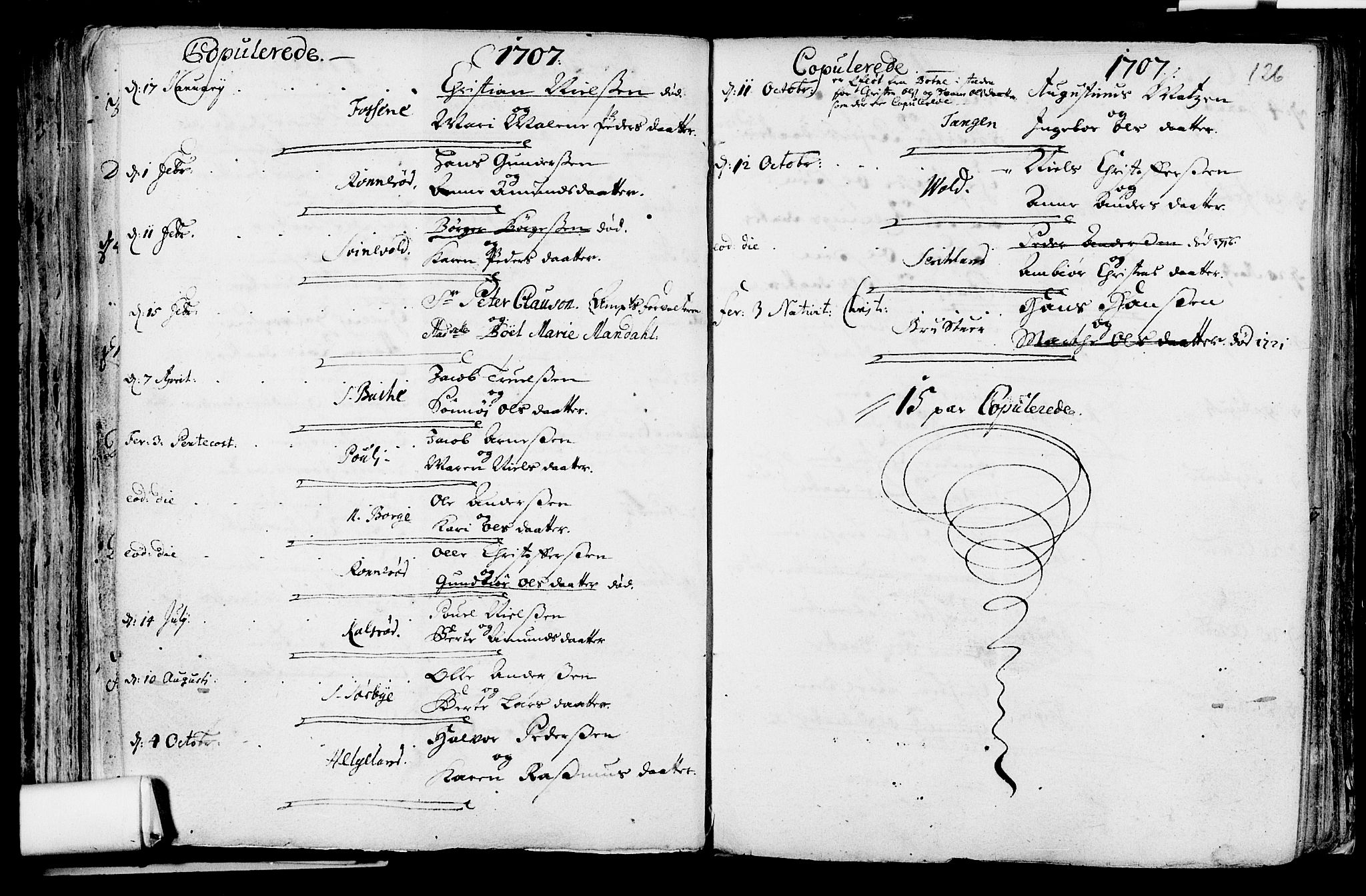 Våle kirkebøker, SAKO/A-334/F/Fa/L0002: Parish register (official) no. I 2, 1705-1732, p. 126