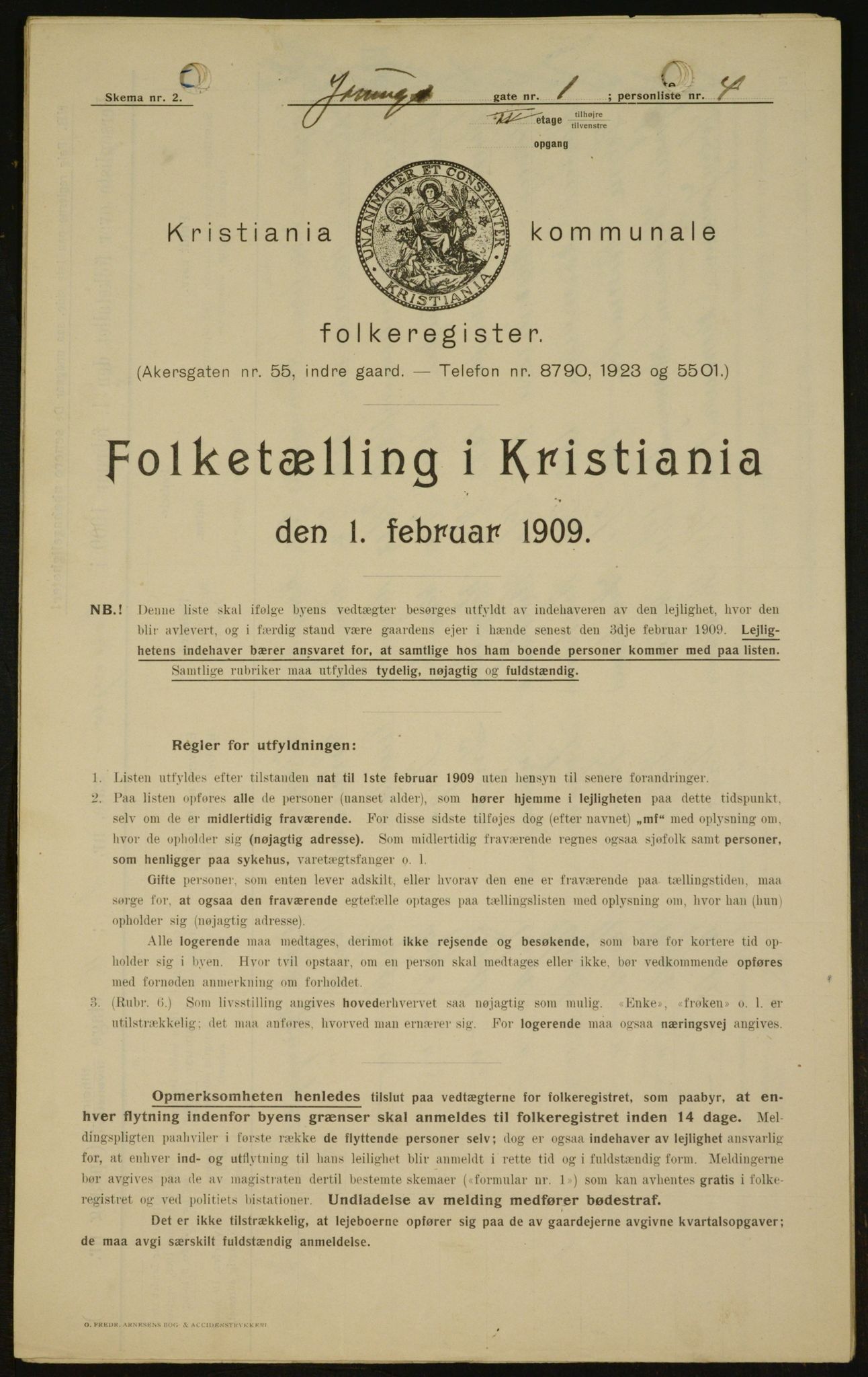 OBA, Municipal Census 1909 for Kristiania, 1909, p. 116679