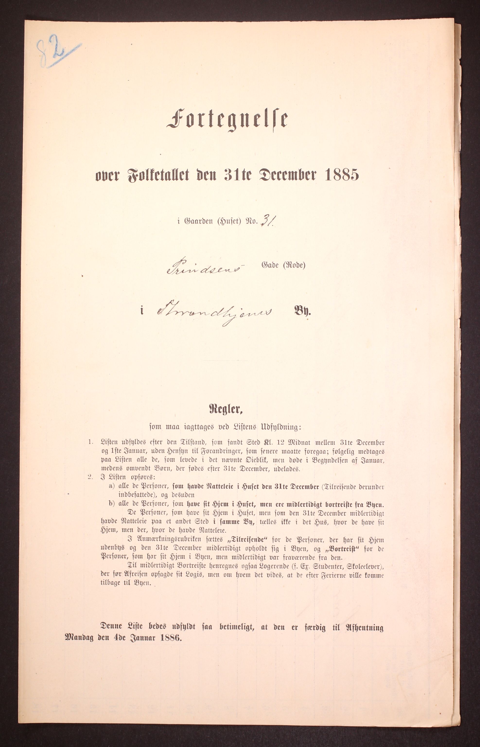 SAT, 1885 census for 1601 Trondheim, 1885, p. 1291