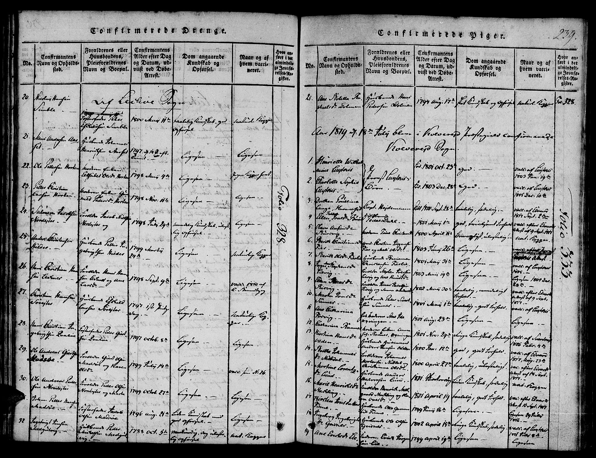 Ministerialprotokoller, klokkerbøker og fødselsregistre - Nord-Trøndelag, SAT/A-1458/780/L0636: Parish register (official) no. 780A03 /1, 1815-1830, p. 239