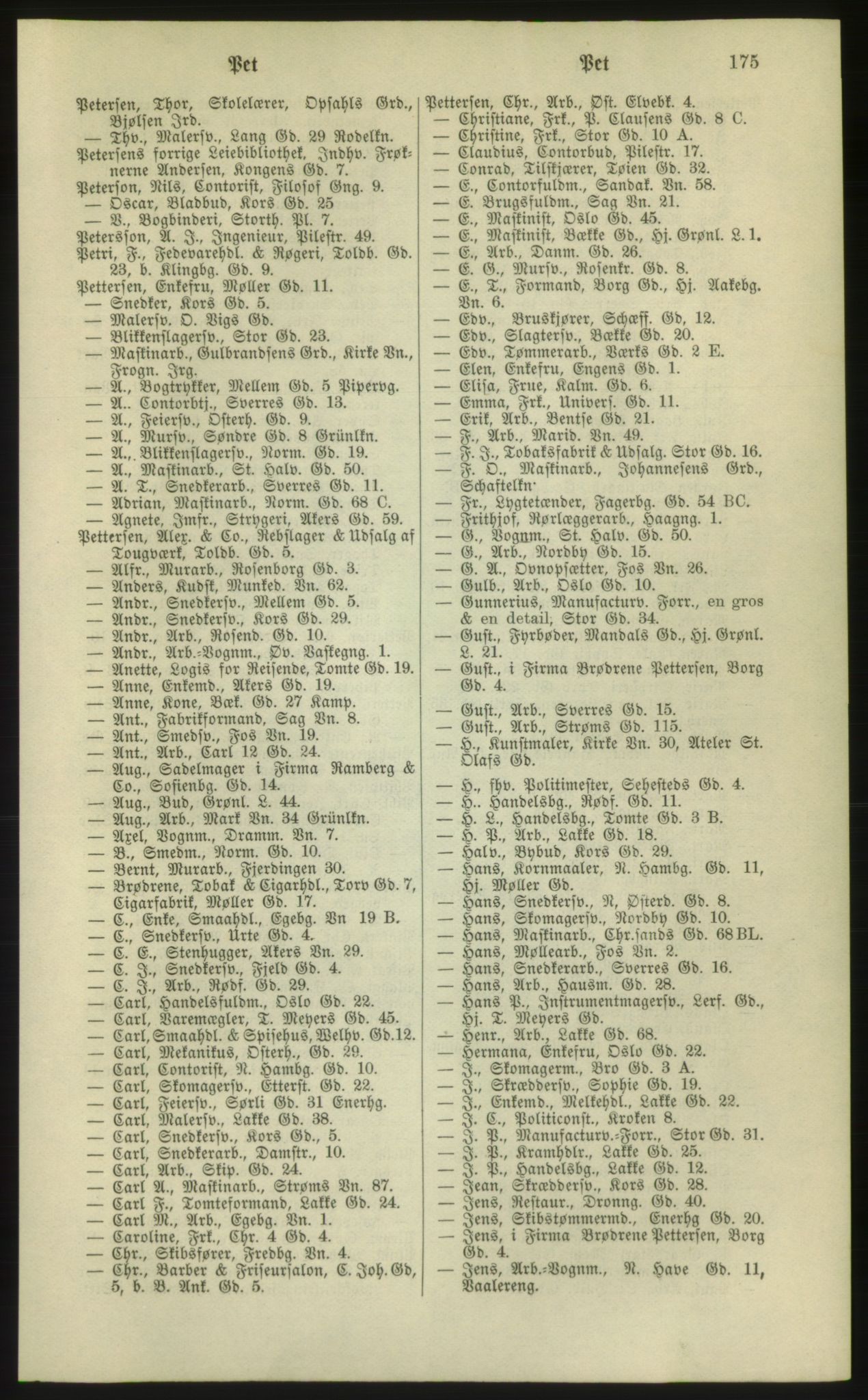 Kristiania/Oslo adressebok, PUBL/-, 1881, p. 175