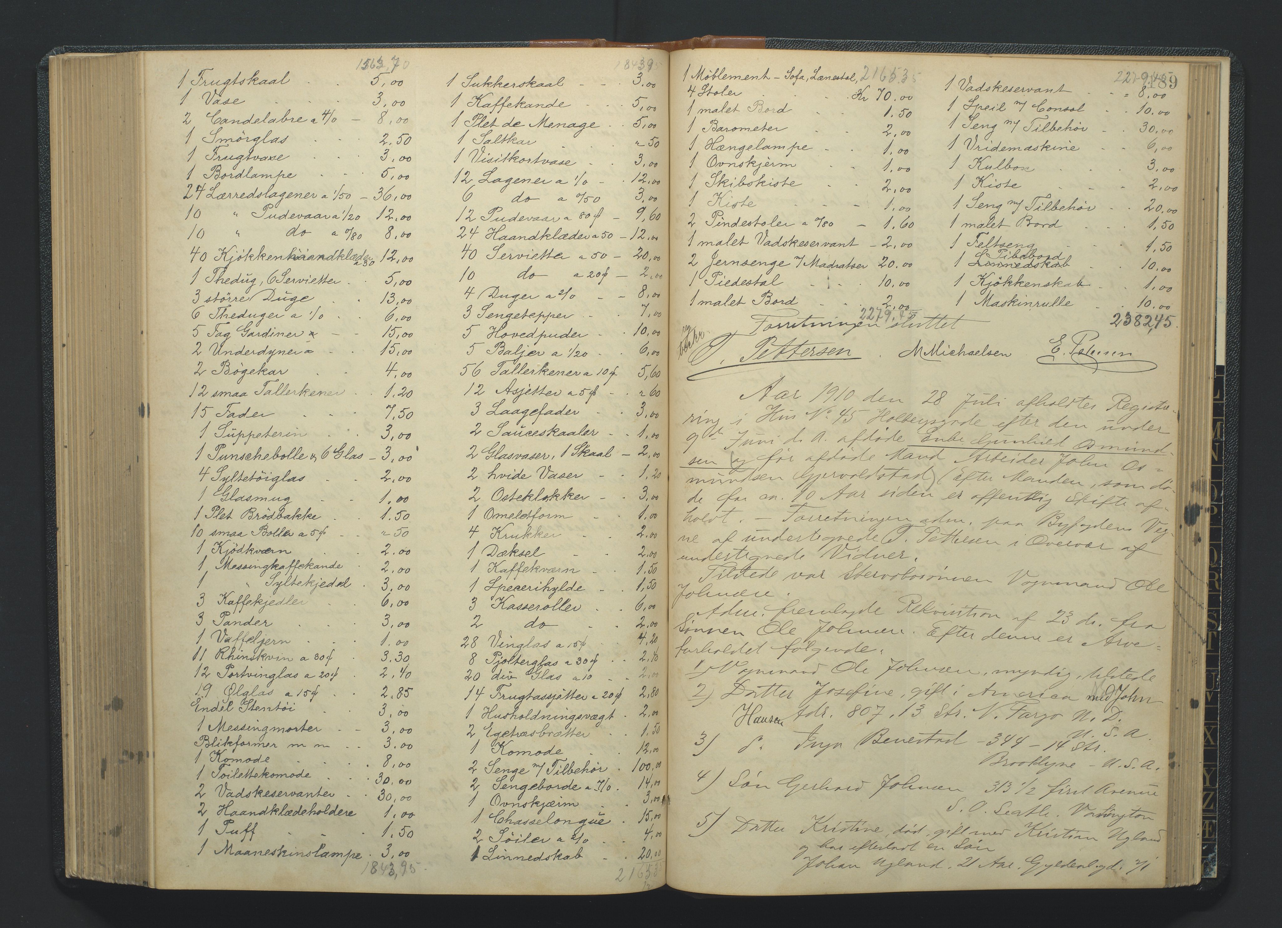 Kristiansand byrett, AV/SAK-1223-0001/H/Hc/L0035: Skifteregistreringsprotokoll nr. 7, med register, 1903-1914, p. 189