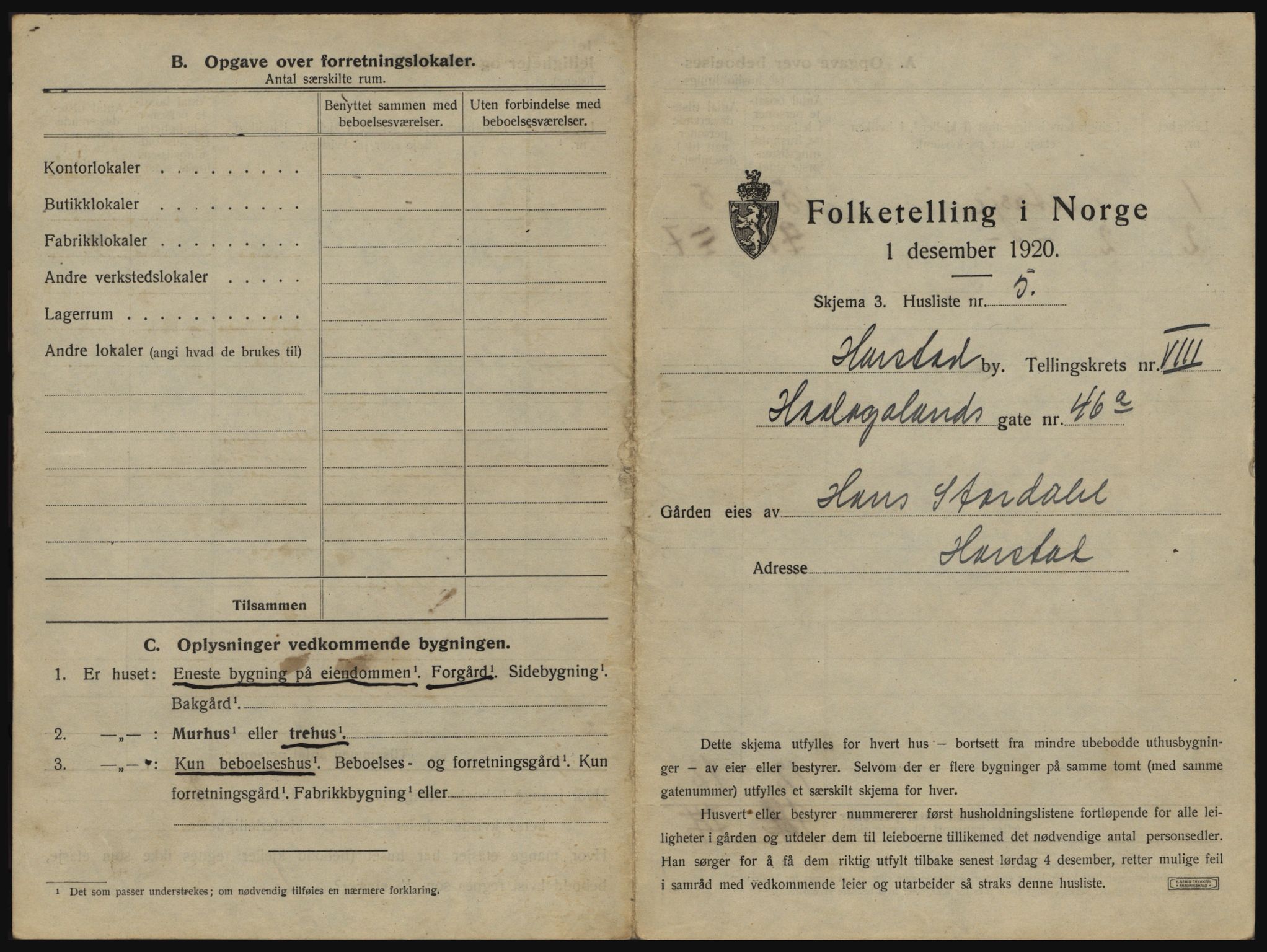 SATØ, 1920 census for Harstad, 1920, p. 773