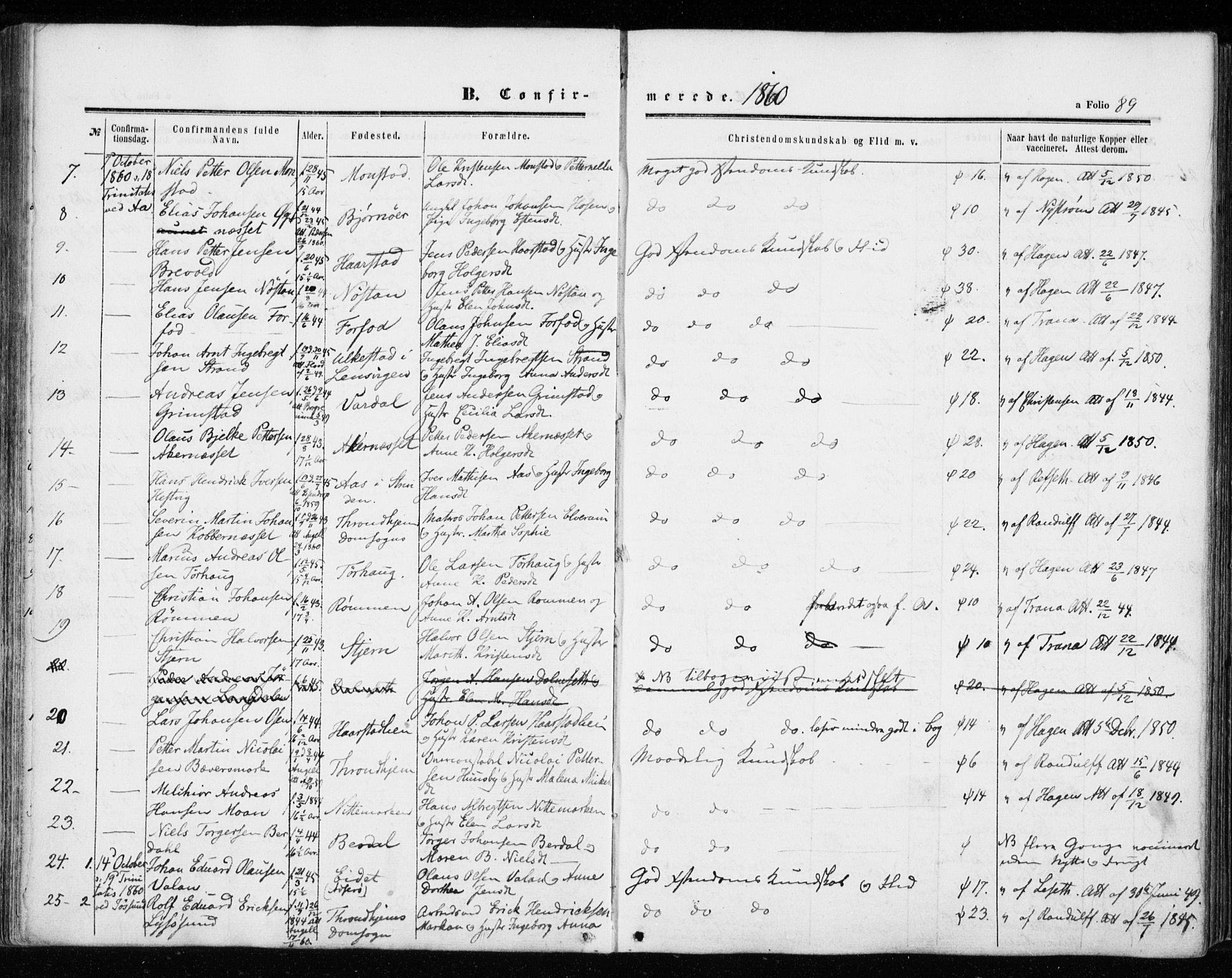 Ministerialprotokoller, klokkerbøker og fødselsregistre - Sør-Trøndelag, AV/SAT-A-1456/655/L0678: Parish register (official) no. 655A07, 1861-1873, p. 89