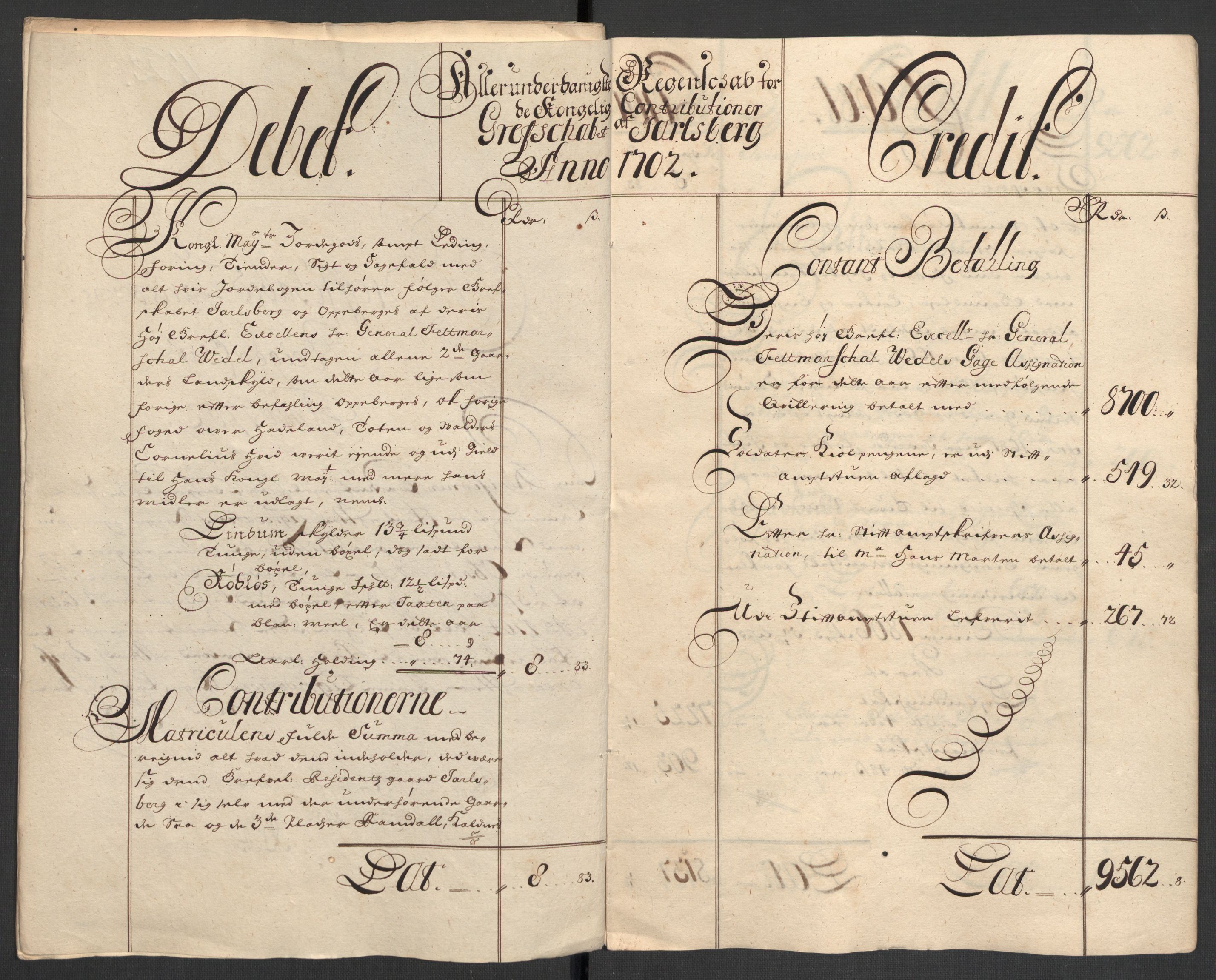 Rentekammeret inntil 1814, Reviderte regnskaper, Fogderegnskap, AV/RA-EA-4092/R32/L1870: Fogderegnskap Jarlsberg grevskap, 1702, p. 11