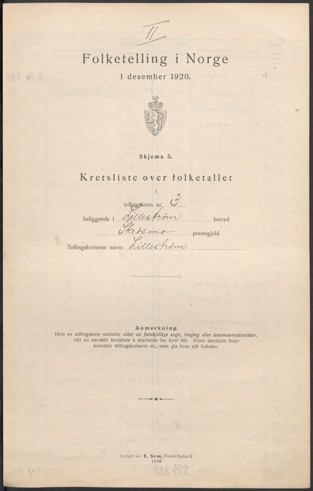 SAO, 1920 census for Lillestrøm, 1920, p. 20