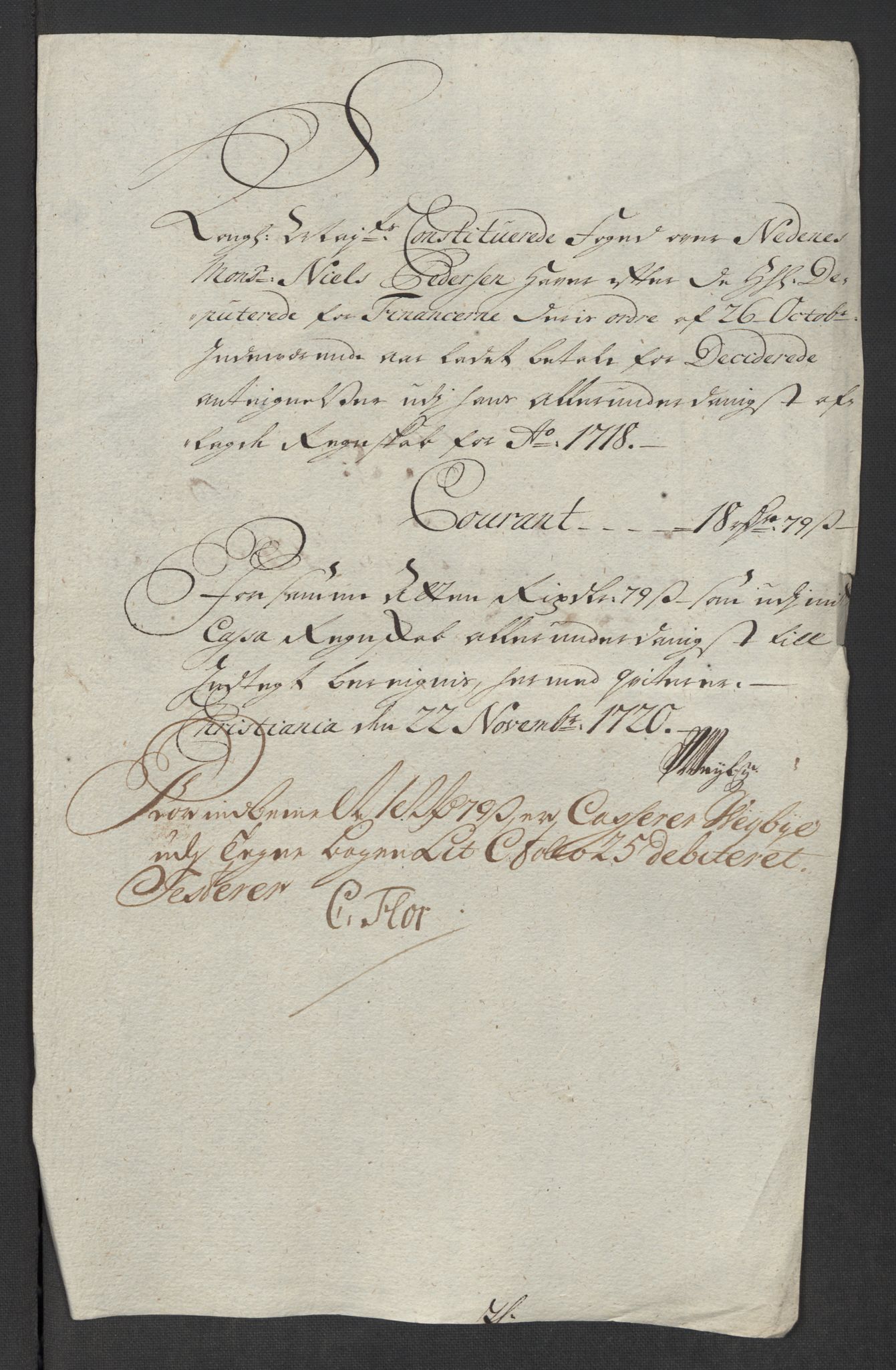 Rentekammeret inntil 1814, Reviderte regnskaper, Fogderegnskap, AV/RA-EA-4092/R39/L2328: Fogderegnskap Nedenes, 1718, p. 409