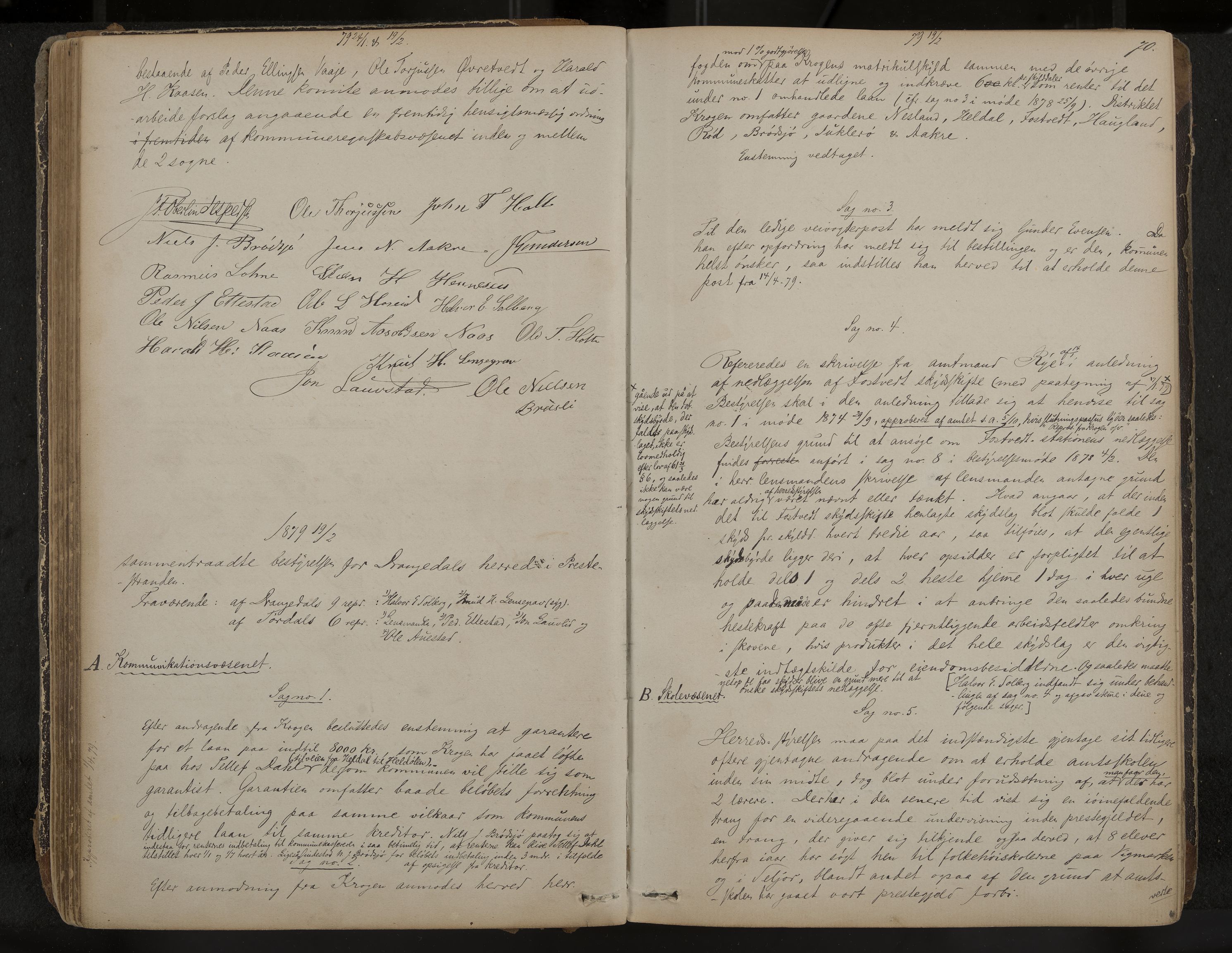 Drangedal formannskap og sentraladministrasjon, IKAK/0817021/A/L0002: Møtebok, 1870-1892, p. 70