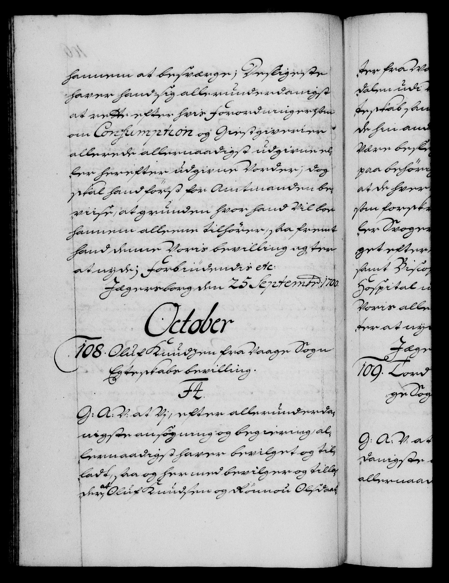 Danske Kanselli 1572-1799, AV/RA-EA-3023/F/Fc/Fca/Fcaa/L0018: Norske registre, 1699-1703, p. 106b