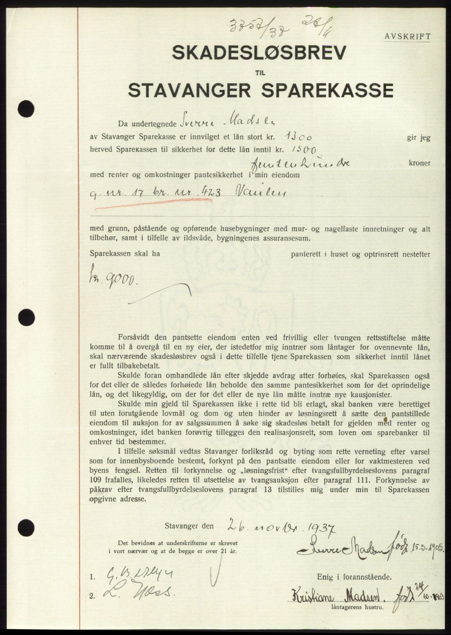 Jæren sorenskriveri, SAST/A-100310/03/G/Gba/L0069: Mortgage book, 1937-1937, Diary no: : 3757/1937